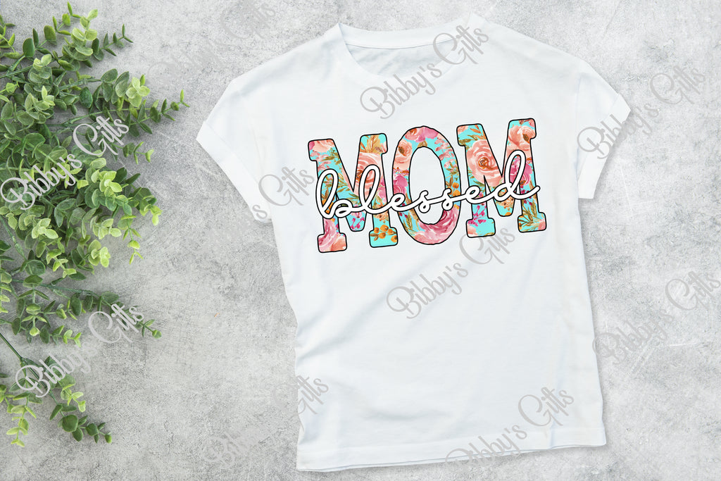 Blessed Mom Floral-PNG Digital Download