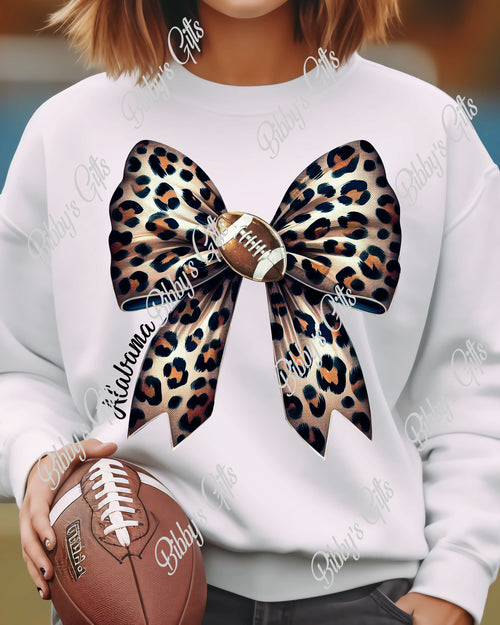 Alabama Leopard Sports Bow-Football-PNG Digital Download