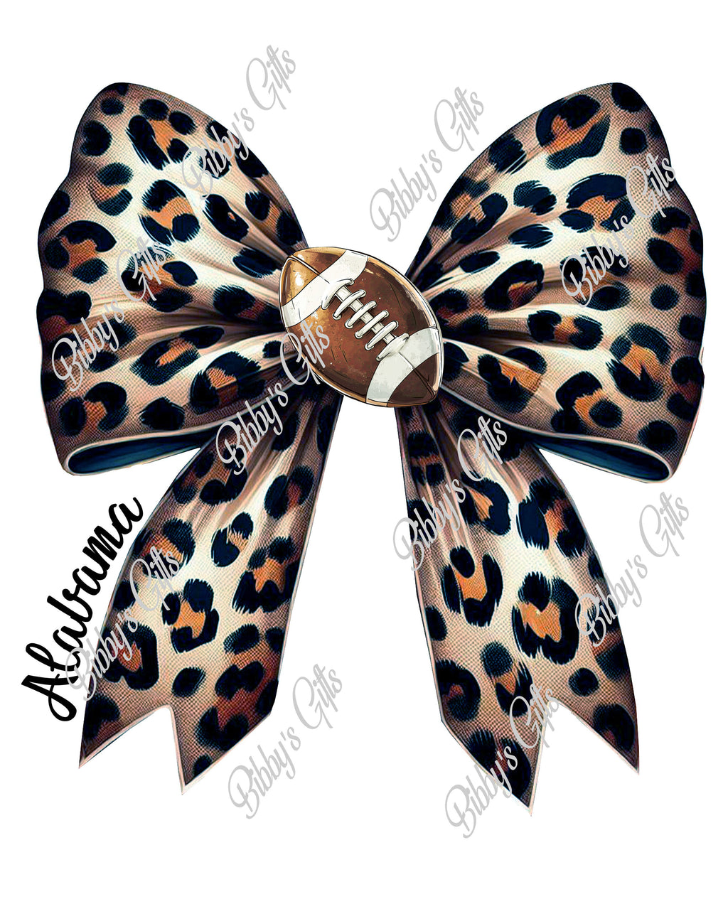 Alabama Leopard Sports Bow-Football-PNG Digital Download