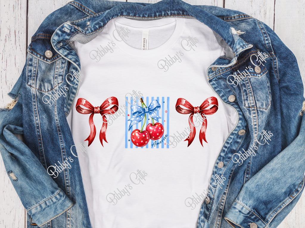 American Cherries and Bows-PNG Digital Download