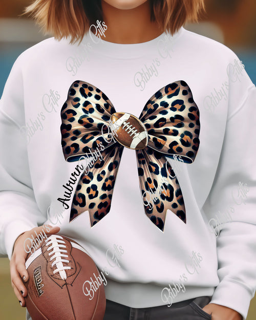 Auburn Leopard Sports Bow-Football-PNG Digital Download