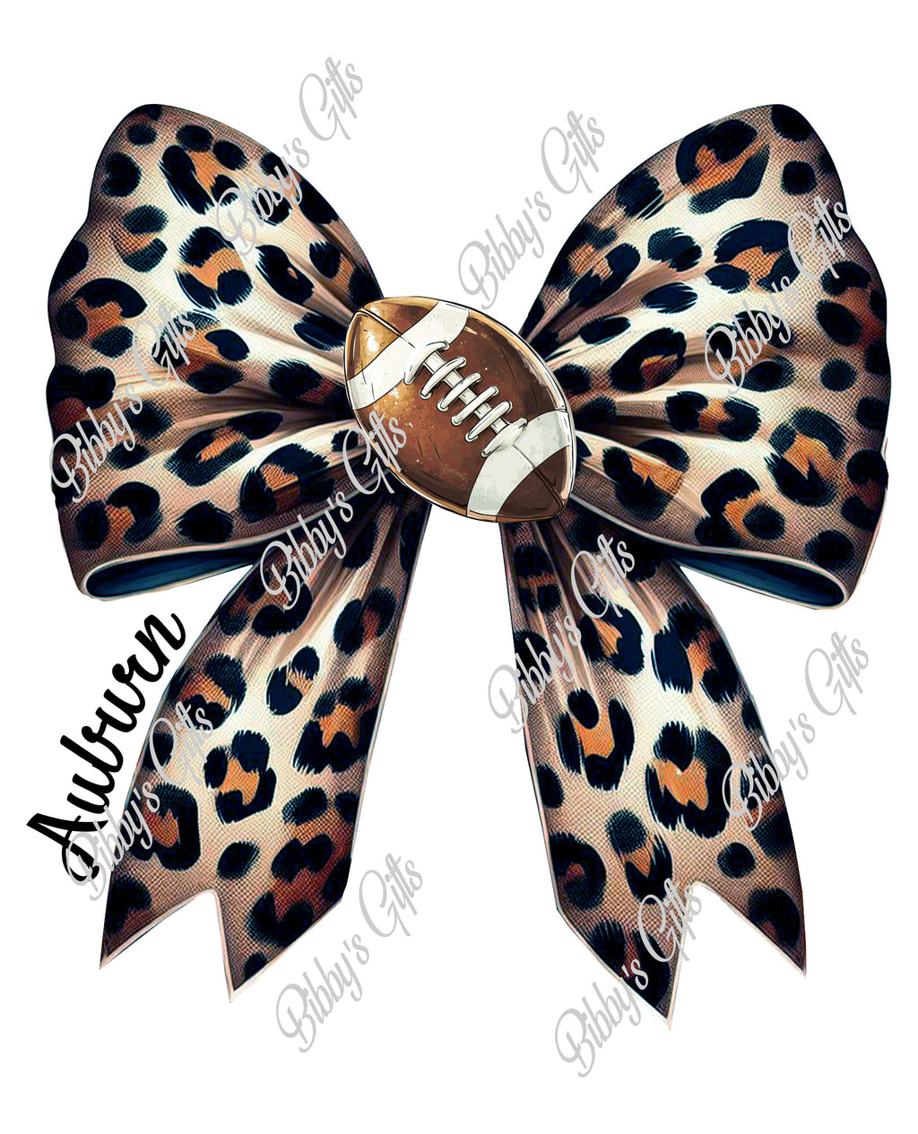 Auburn Leopard Sports Bow-Football-PNG Digital Download