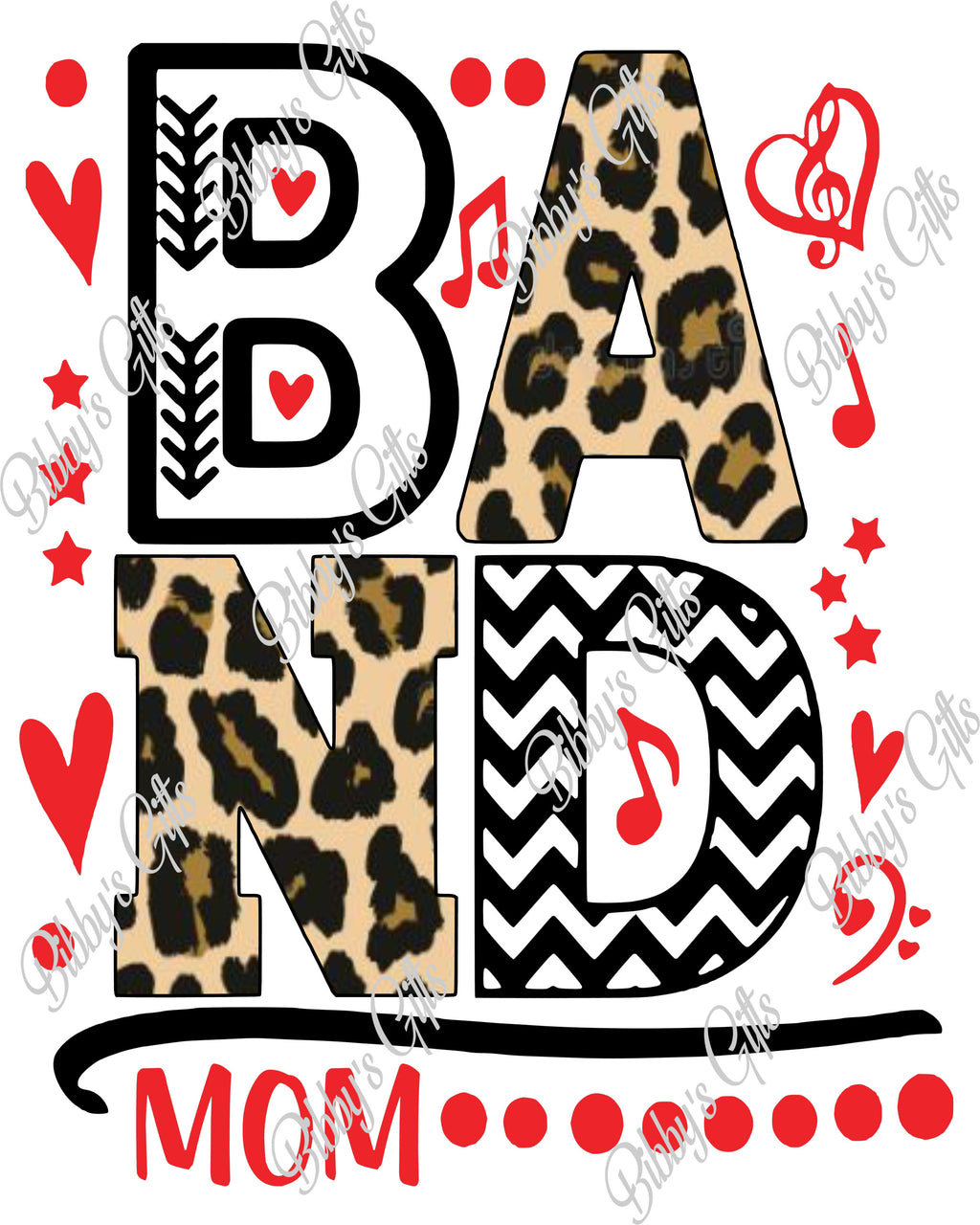 Band Mom Leopard-PNG Digital Download