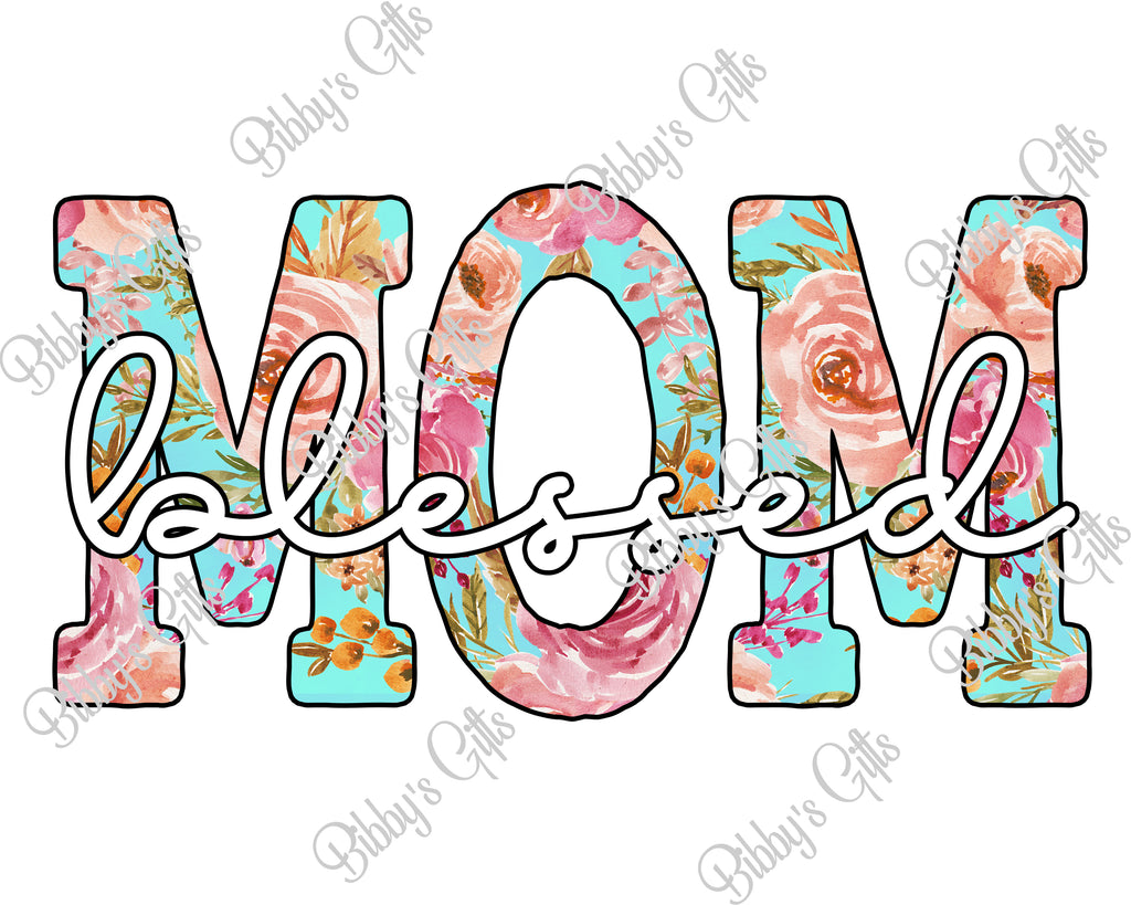 Blessed Mom Floral-PNG Digital Download