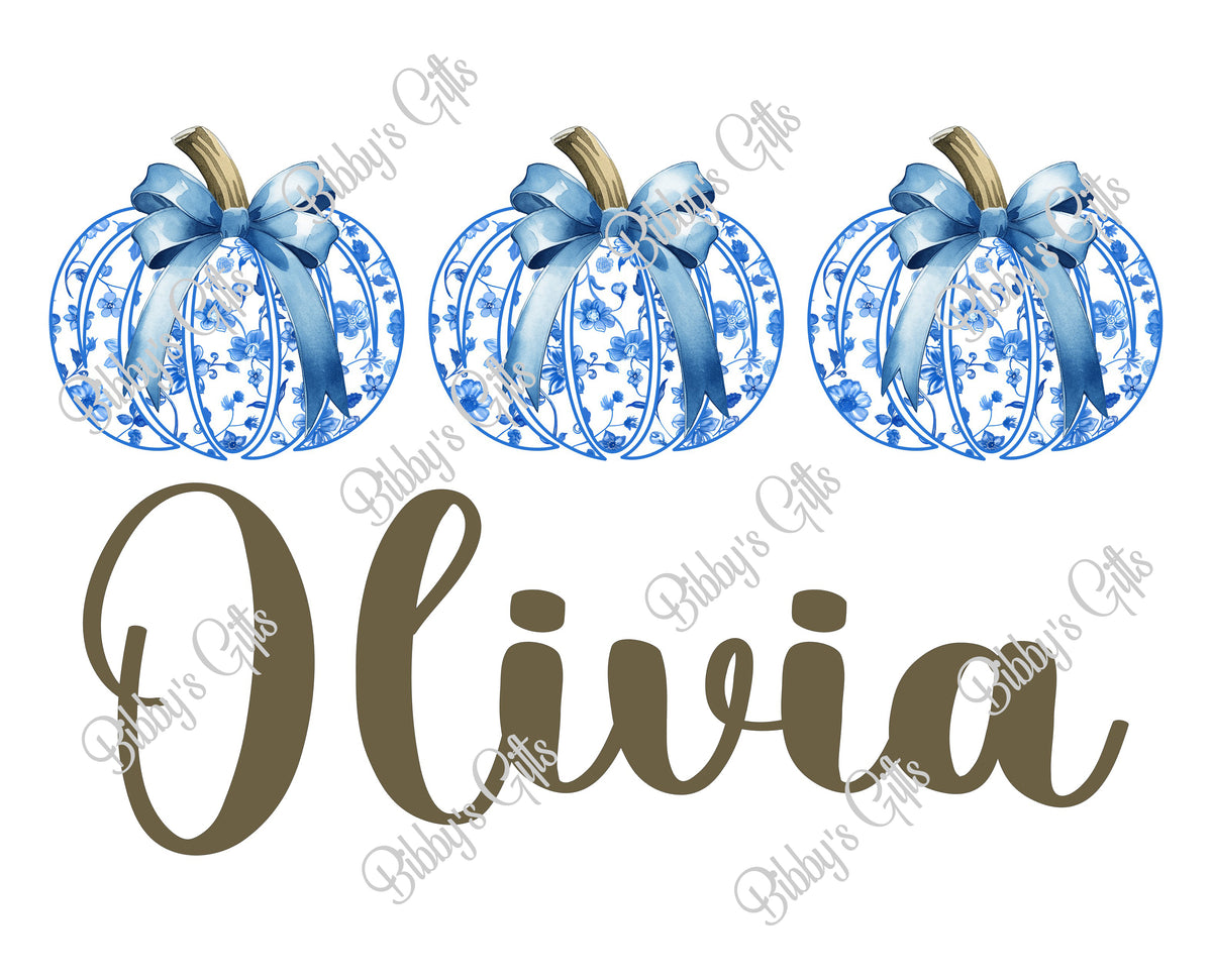 Blue Delft Pumpkins-PNG Digital Download