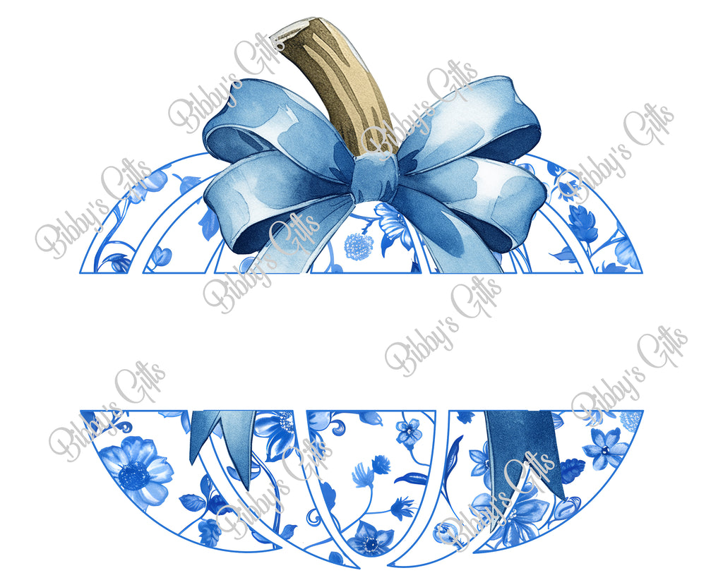 Blue Delft Split Pumpkin-PNG Digital Download