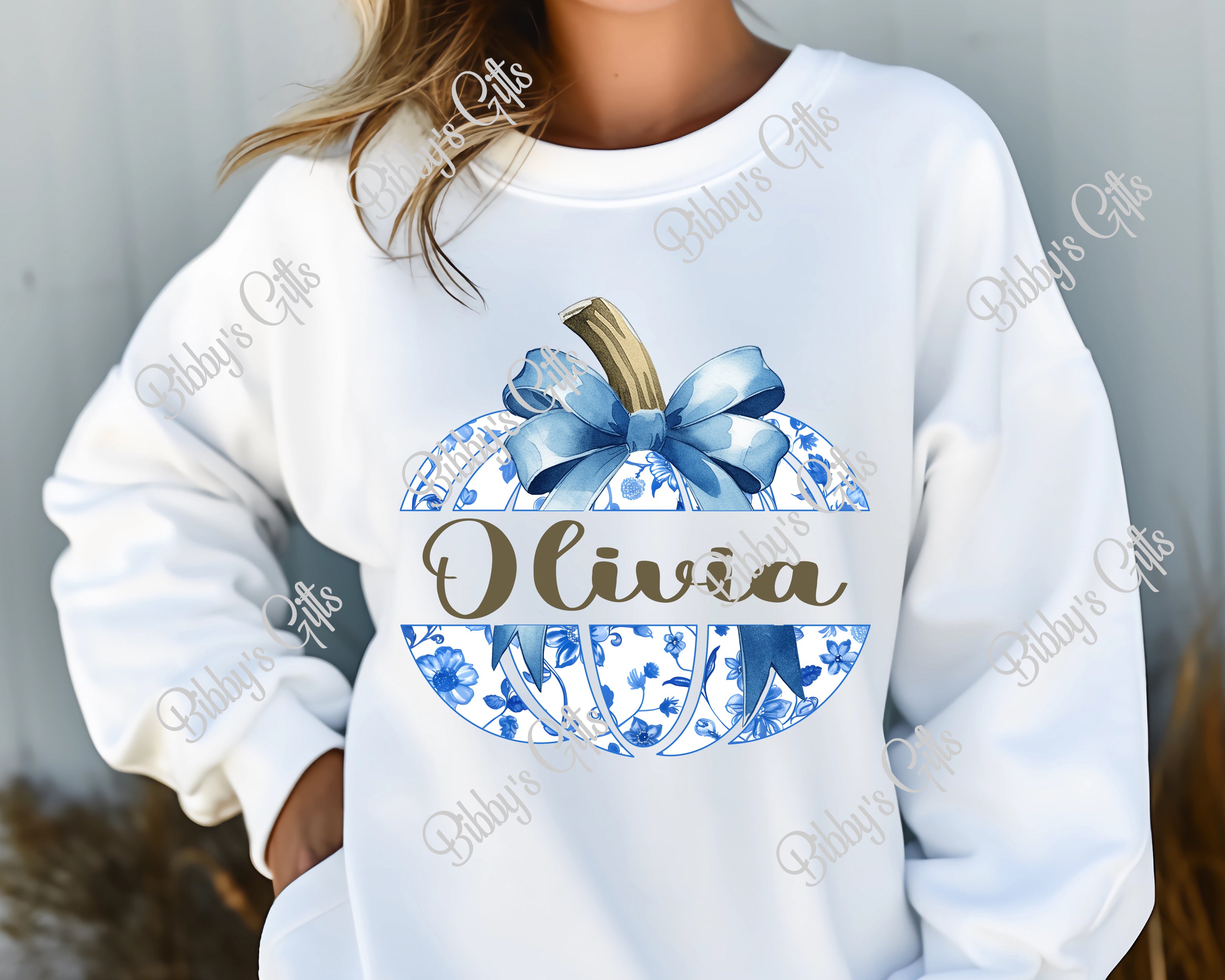 Blue Delft Split Pumpkin-PNG Digital Download