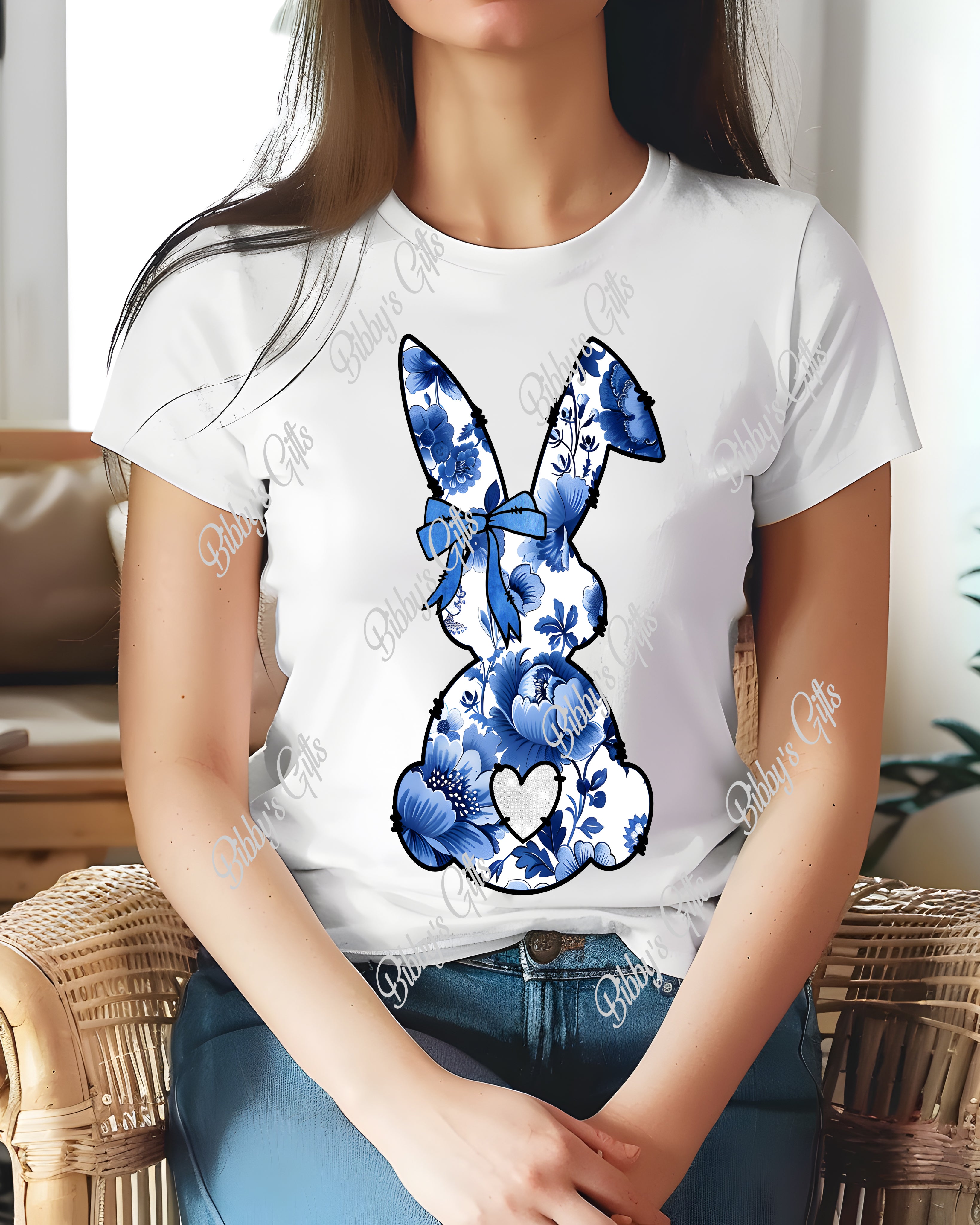 Blue Delft Bunny Doodle-PNG Digital Download