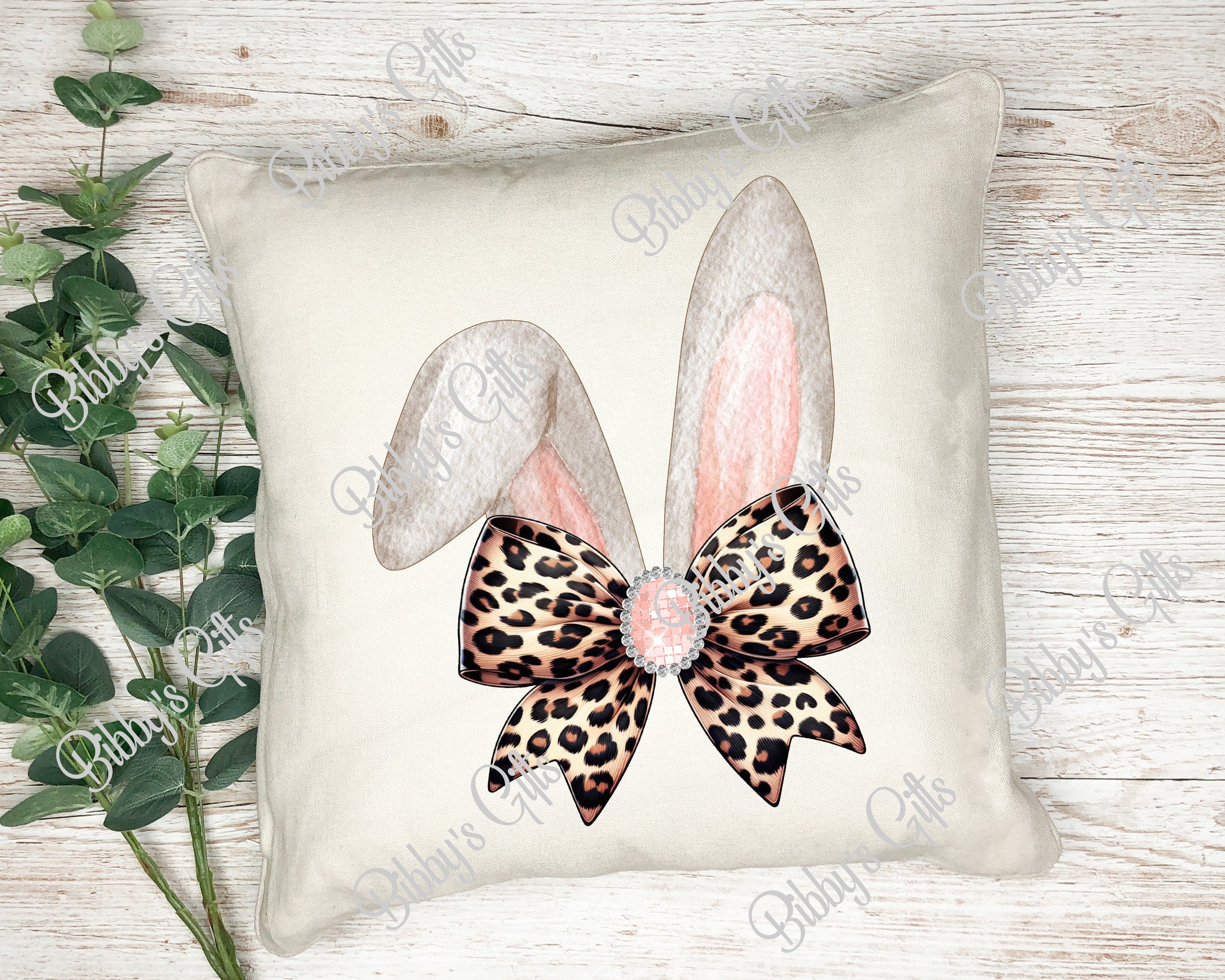 Bunny Ears Diamond Bow Leopard-PNG Digital Download