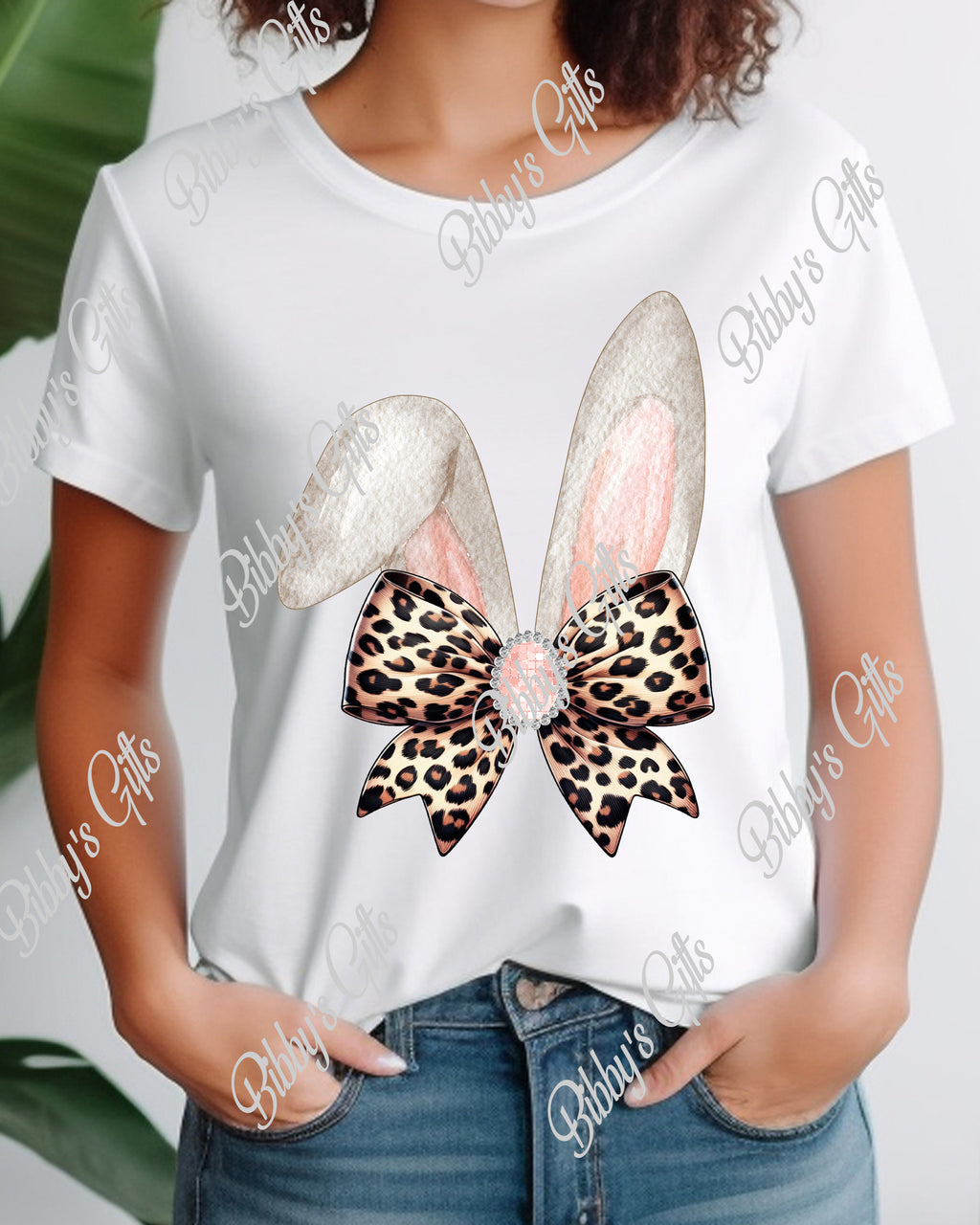 Bunny Ears Diamond Bow Leopard-PNG Digital Download
