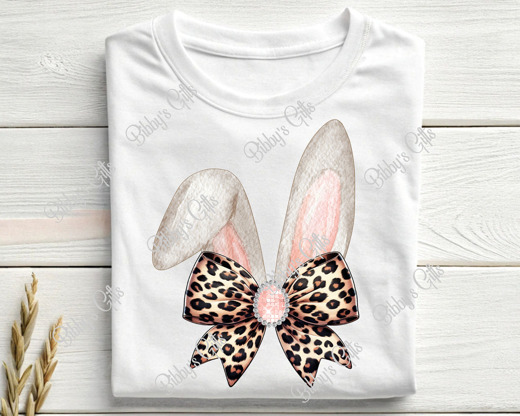 Bunny Ears Diamond Bow Leopard-PNG Digital Download
