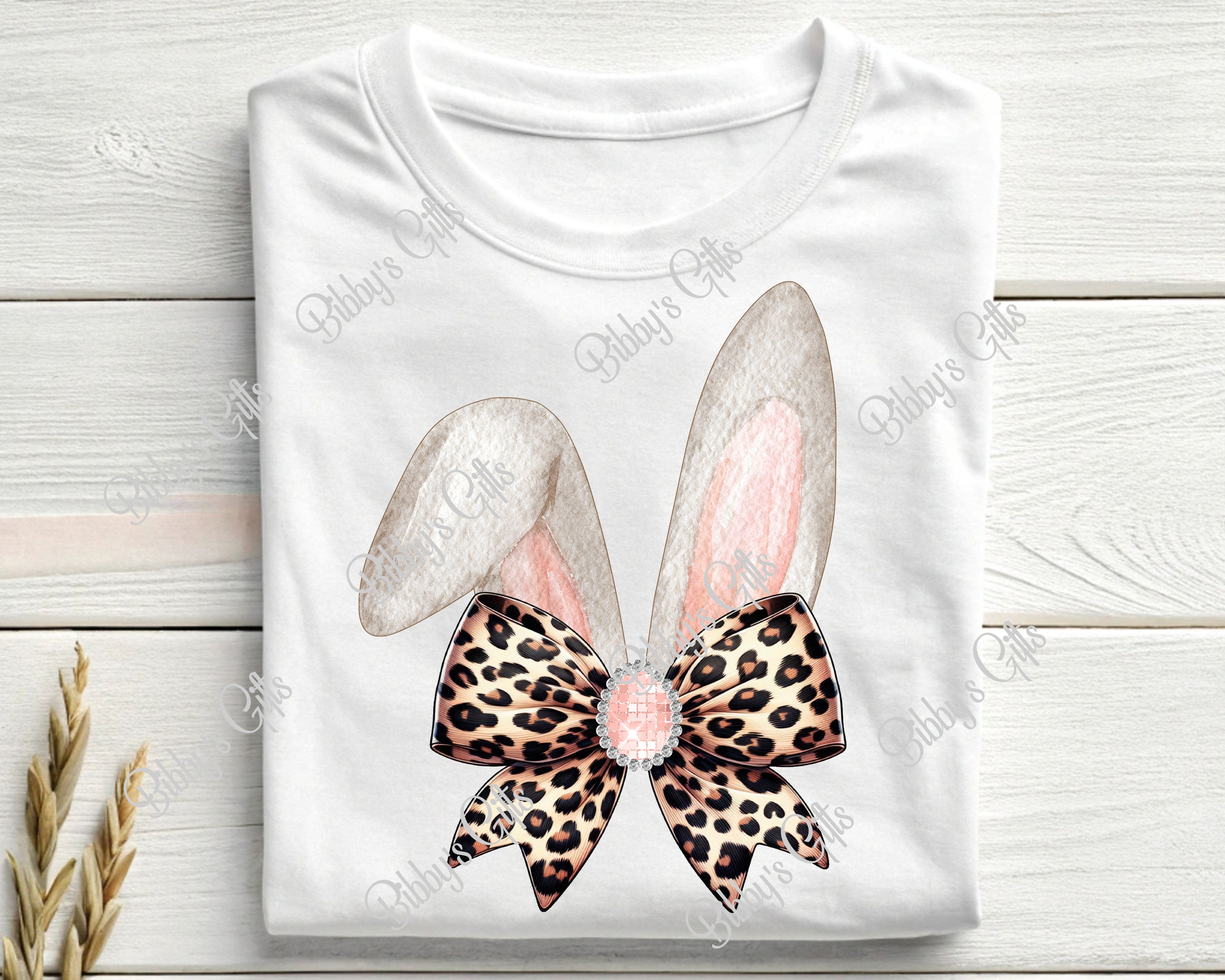 Bunny Ears Diamond Bow Leopard-PNG Digital Download
