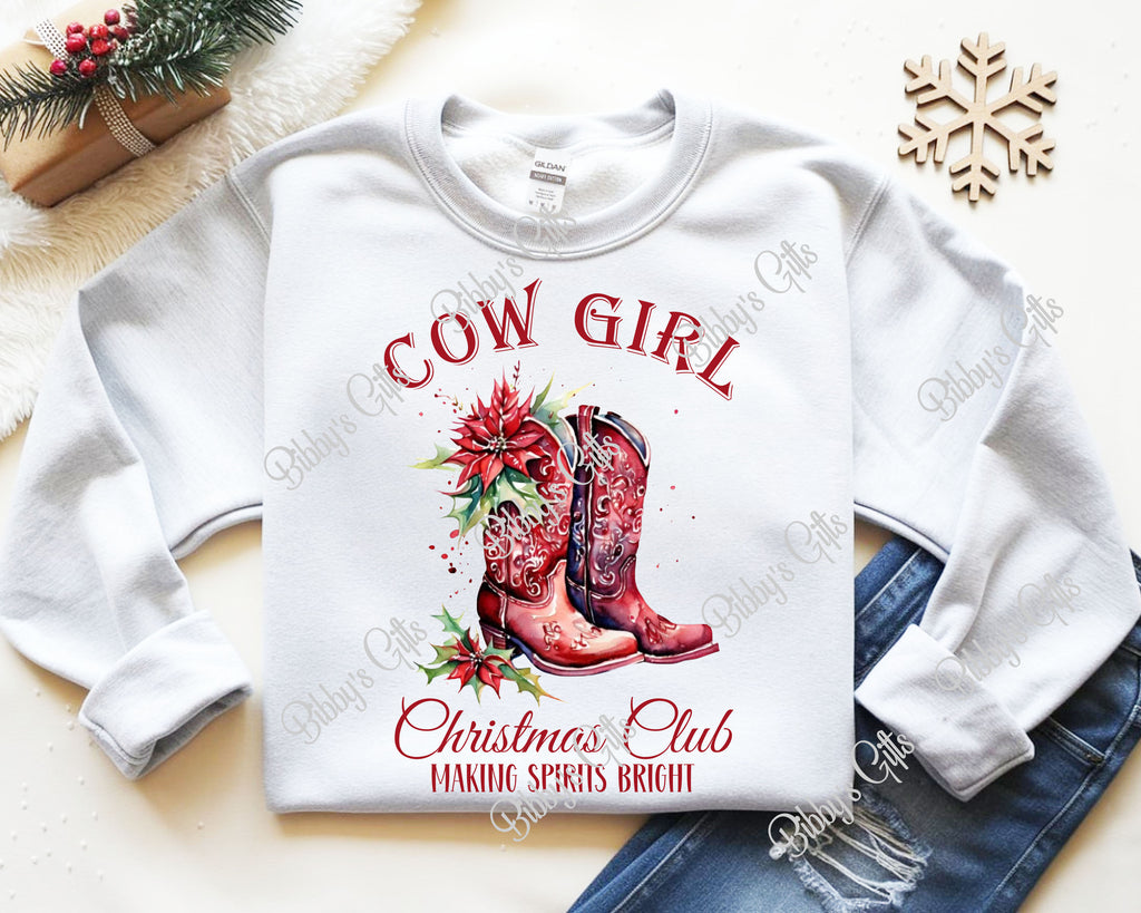 Cow Girl Christmas Club-PNG Digital Download