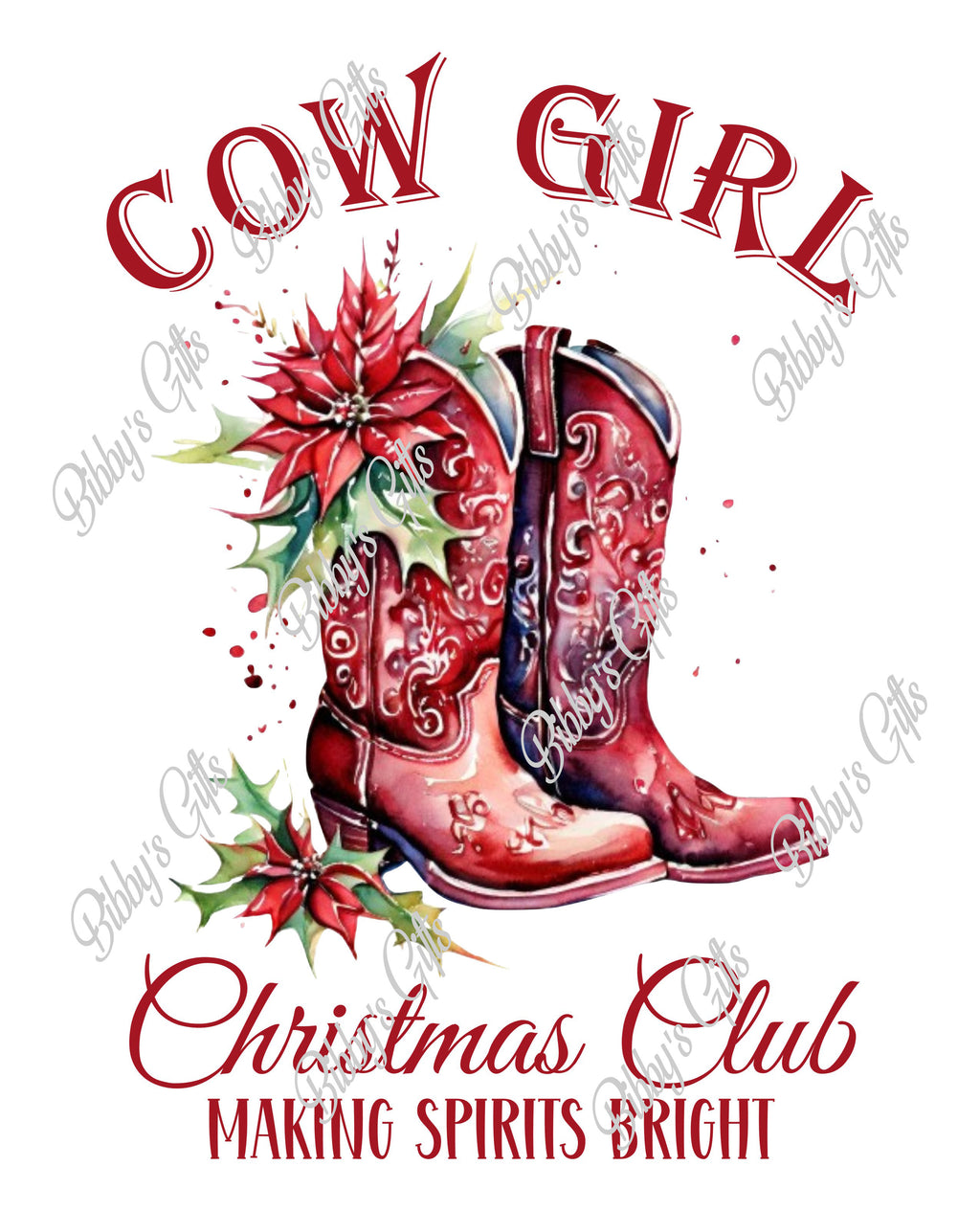 Cow Girl Christmas Club-PNG Digital Download
