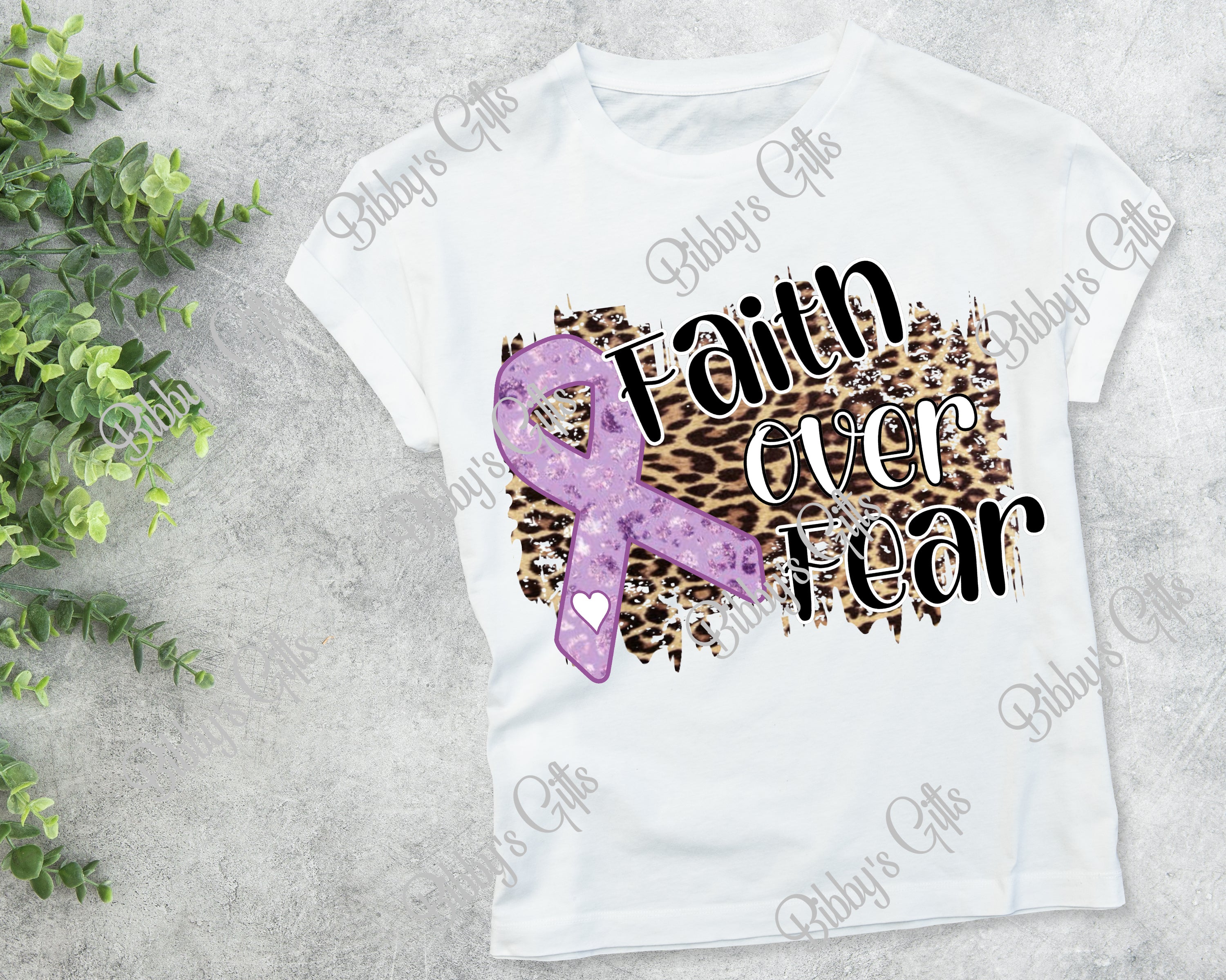 Faith over Fear Purple Ribbon-PNG Digital Download
