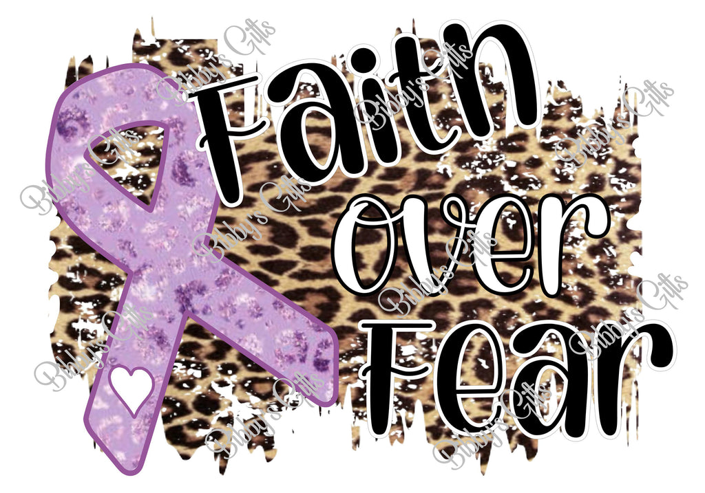 Faith over Fear Purple Ribbon-PNG Digital Download