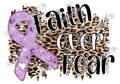 Faith over Fear Purple Ribbon-PNG Digital Download