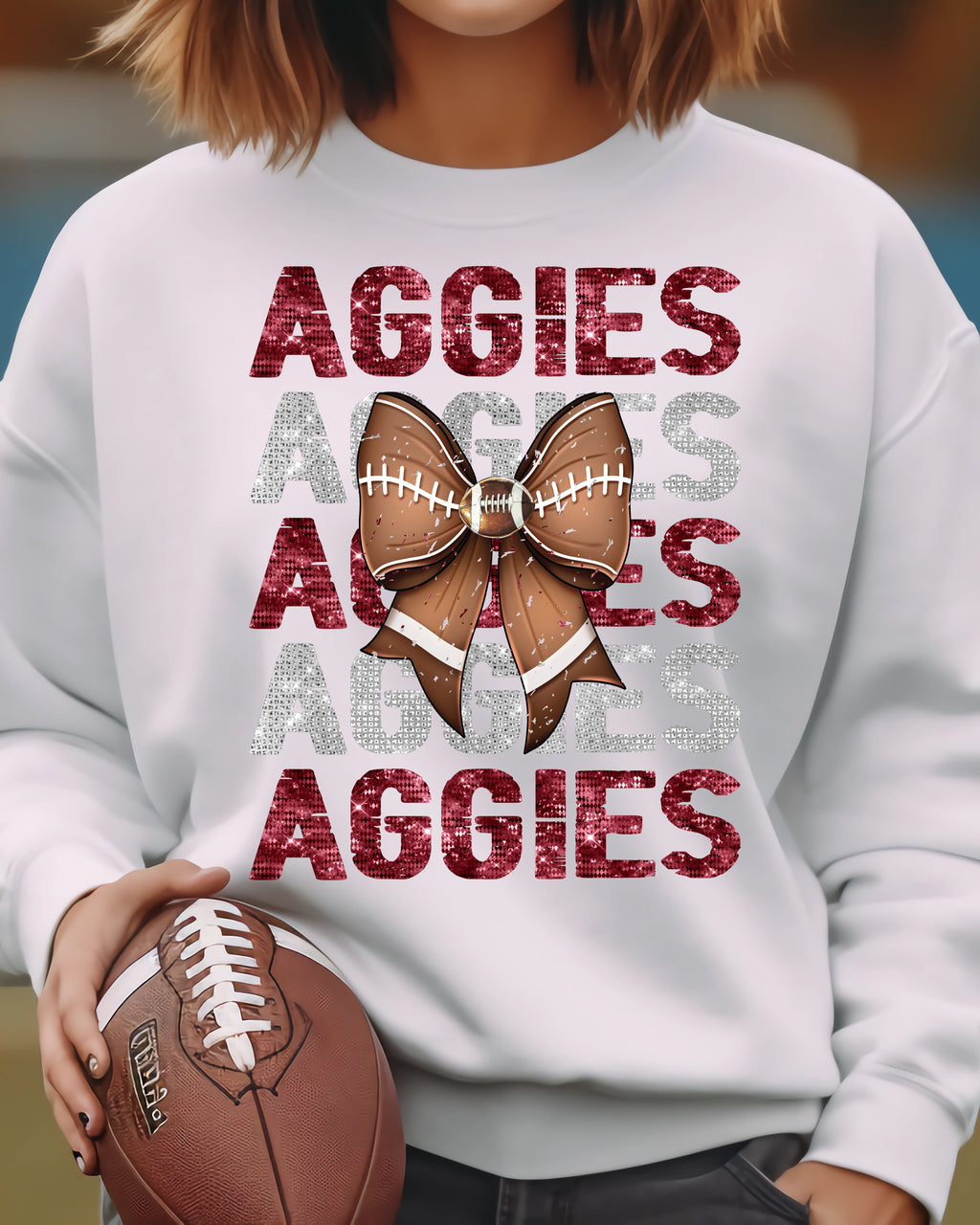 Football Bow-Aggies-PNG Digital Download