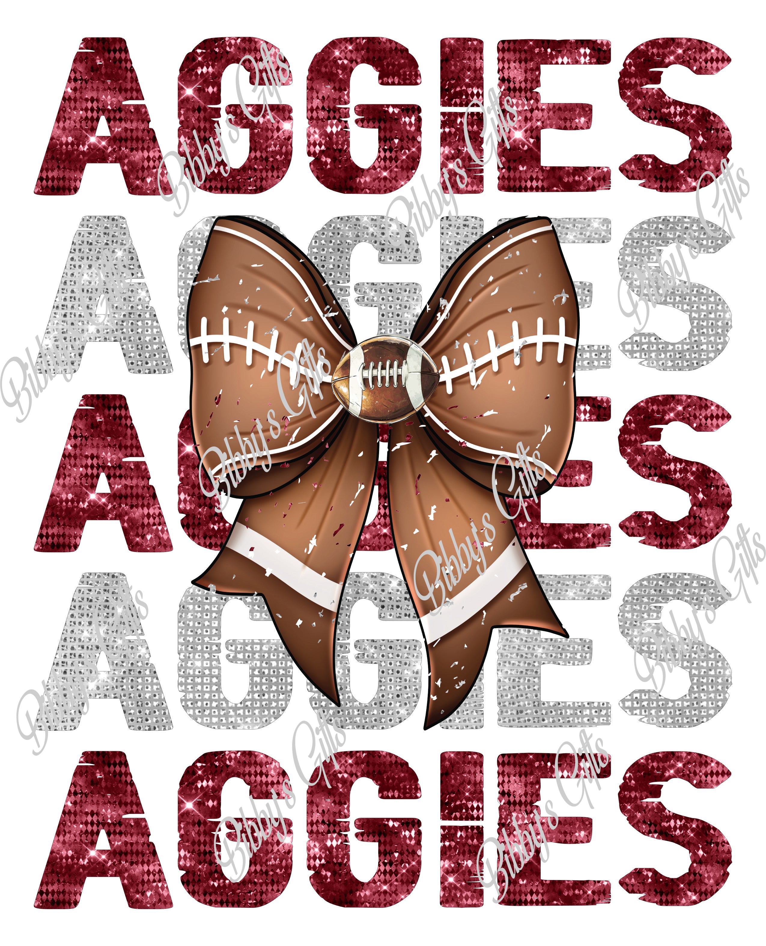 Football Bow-Aggies-PNG Digital Download