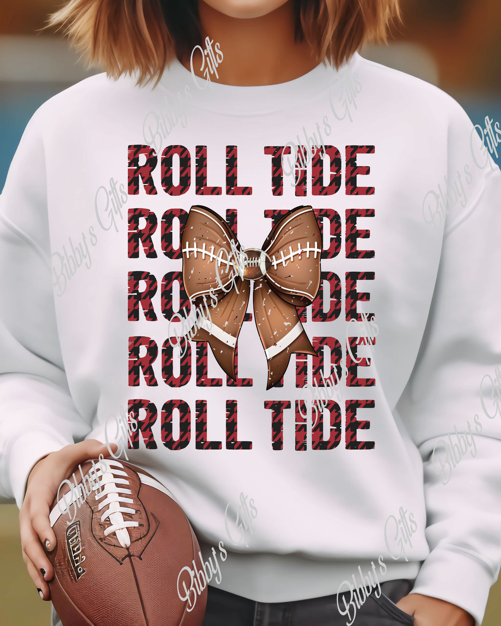 Football Bow-Roll Tide Leopard-PNG Digital Download