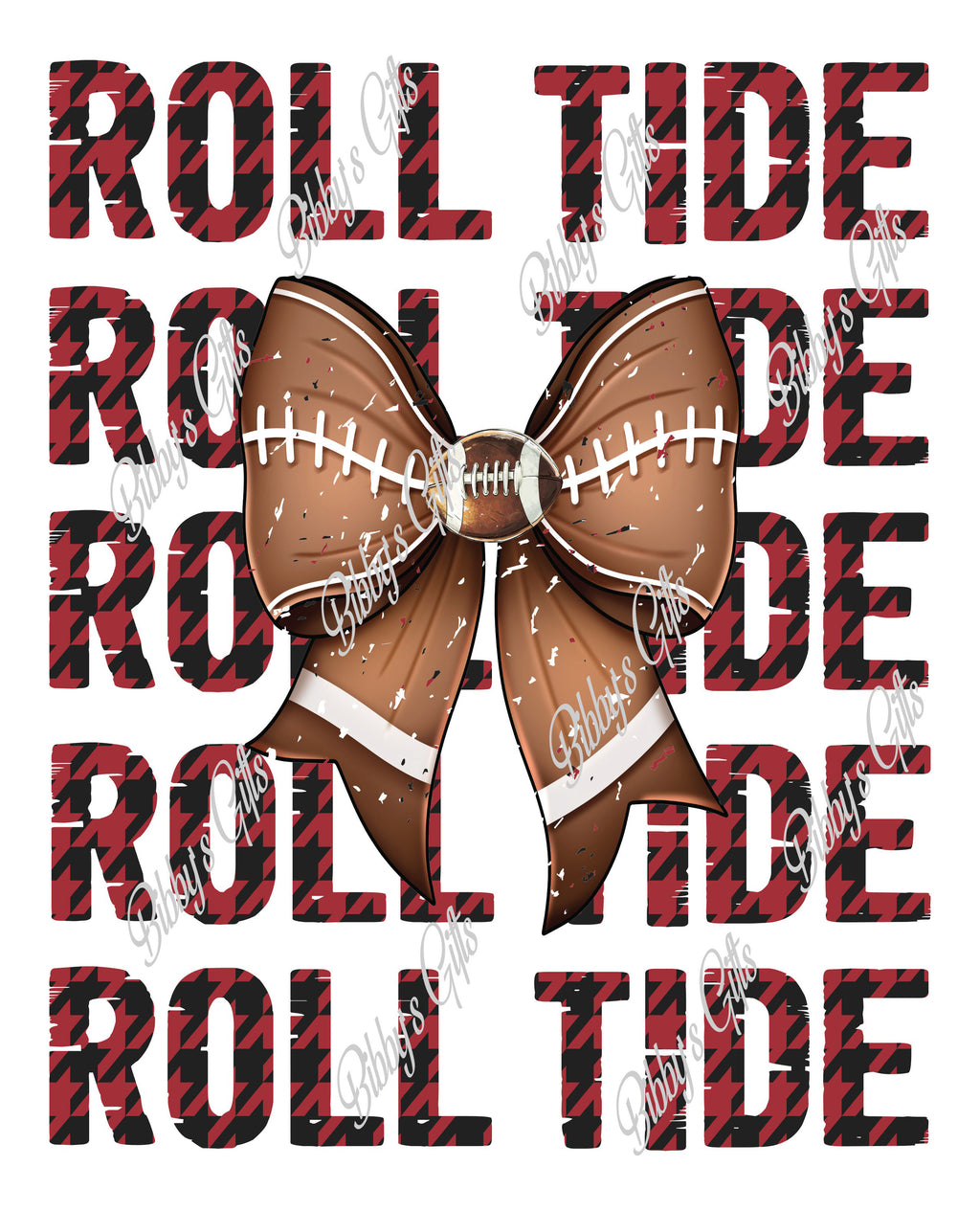 Football Bow-Roll Tide Leopard-PNG Digital Download
