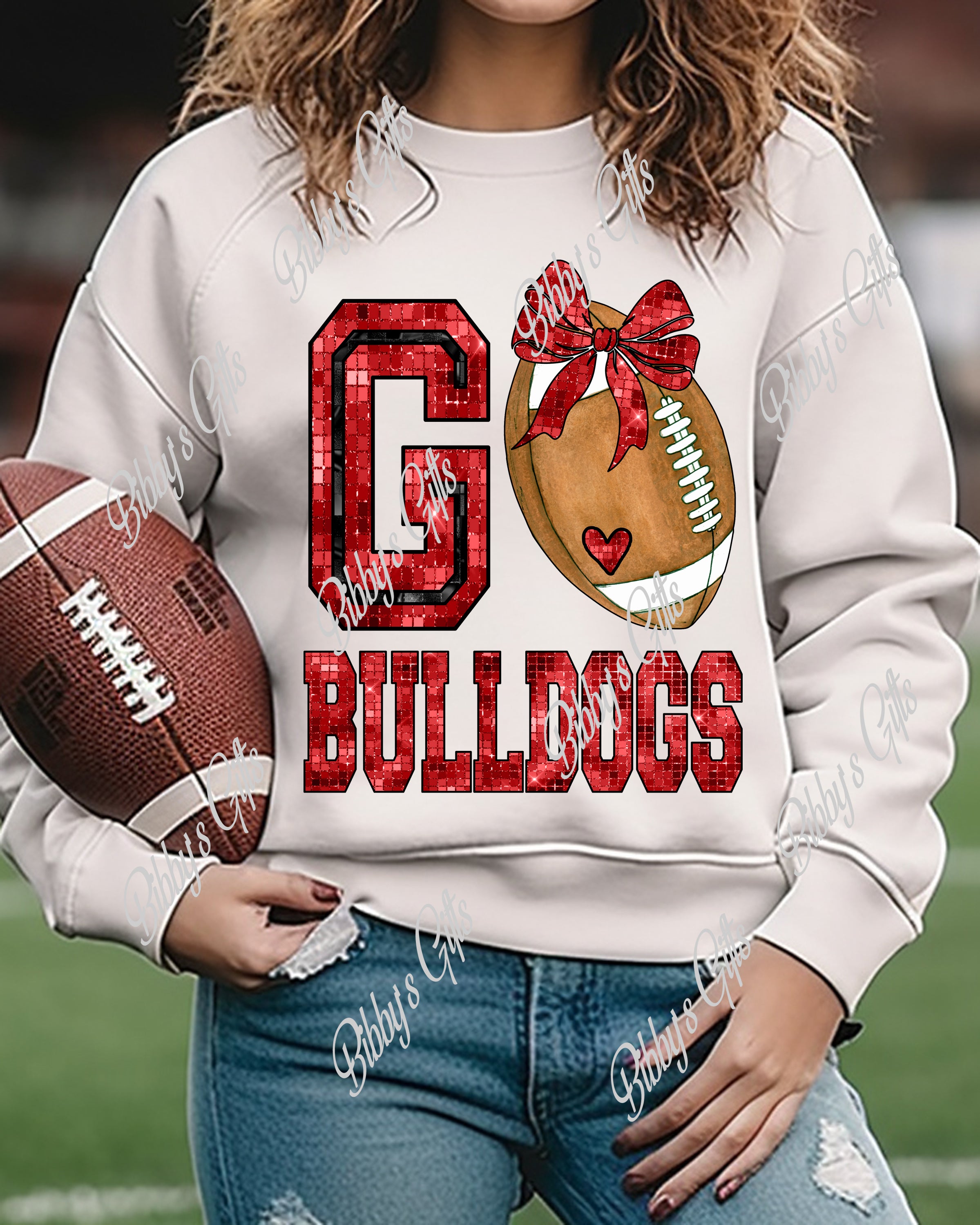 GO Bulldogs Bow-Football-PNG Digital Download