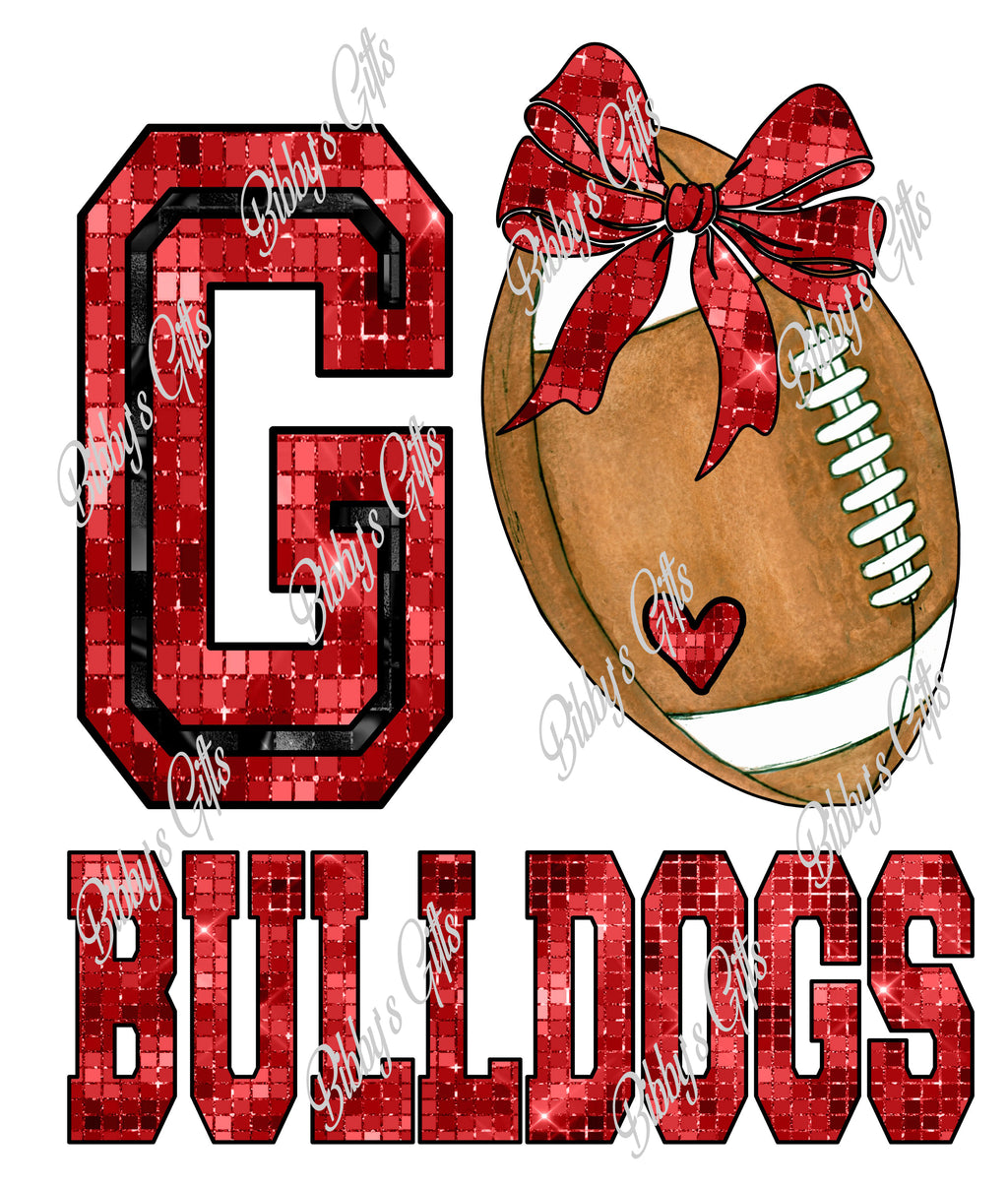 GO Bulldogs Bow-Football-PNG Digital Download