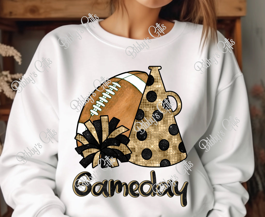 Cheer Gold and Black-Game Day-PNG Digital Download