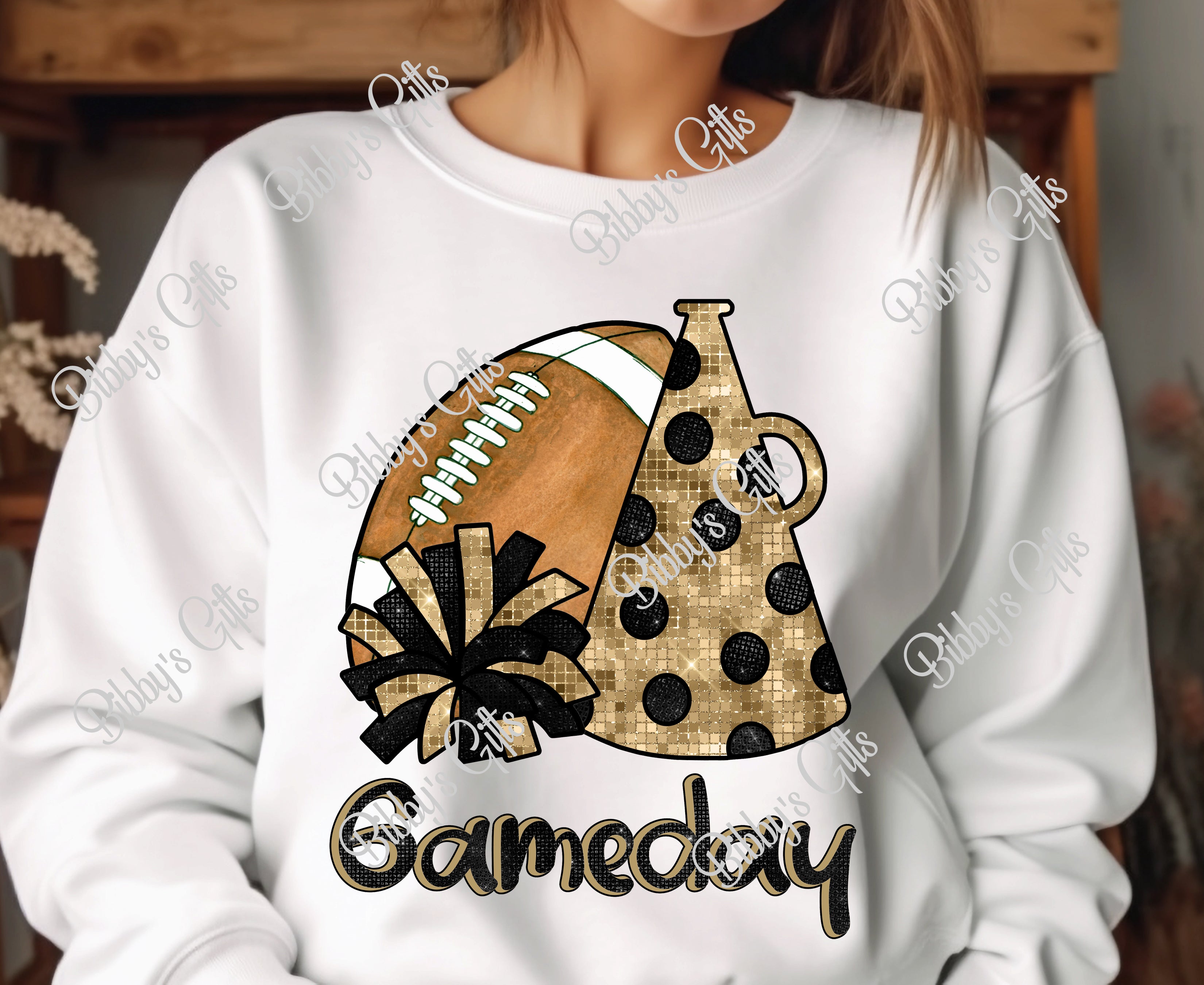 Cheer Gold and Black-Game Day-PNG Digital Download