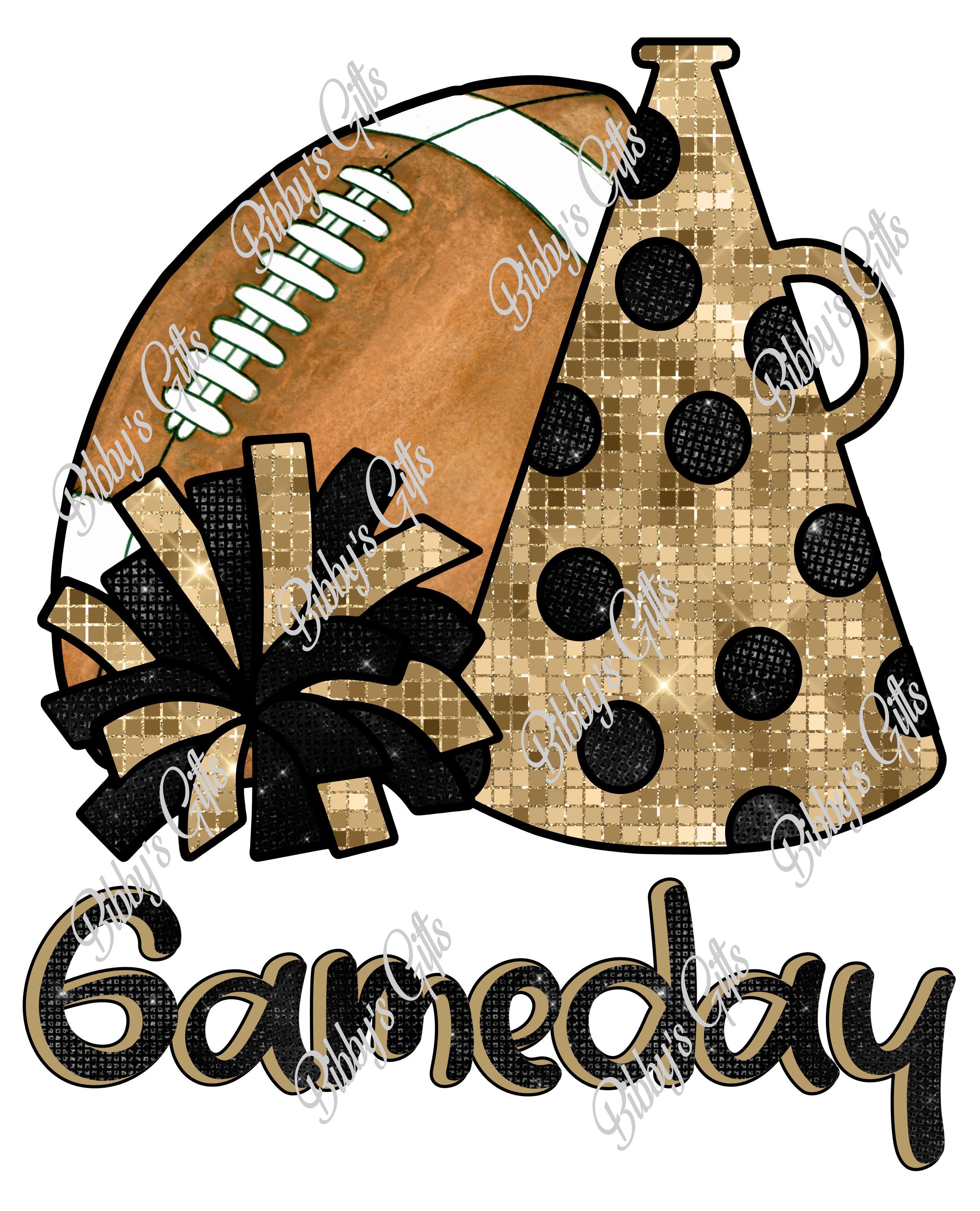 Cheer Gold and Black-Game Day-PNG Digital Download