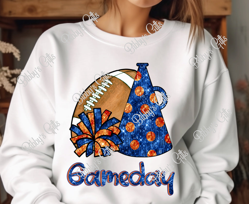 Cheer Blue and Orange-Game Day-PNG Digital Download