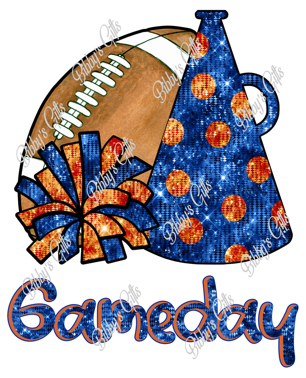 Cheer Blue and Orange-Game Day-PNG Digital Download