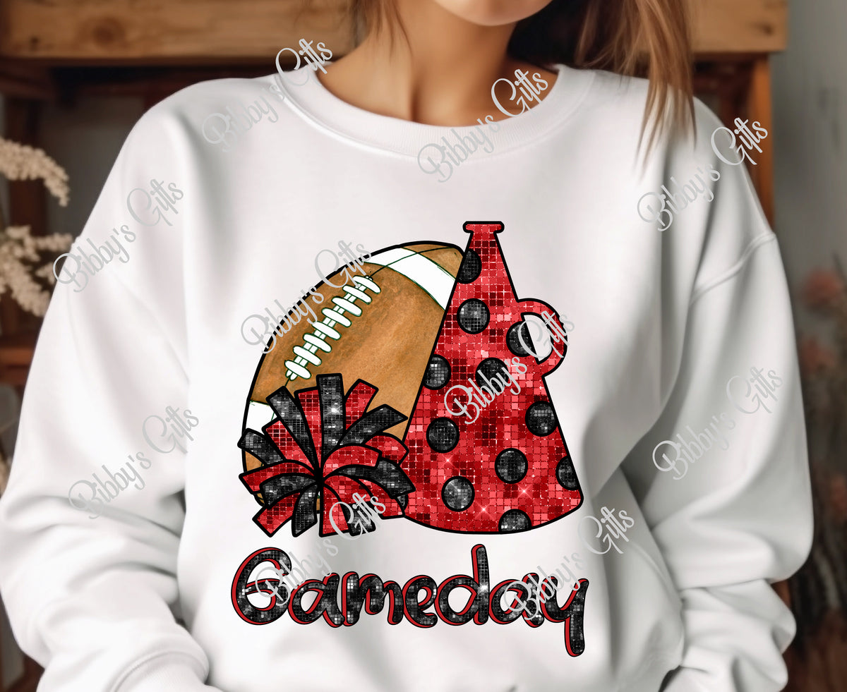 Cheer Red and Black-Game Day-PNG Digital Download