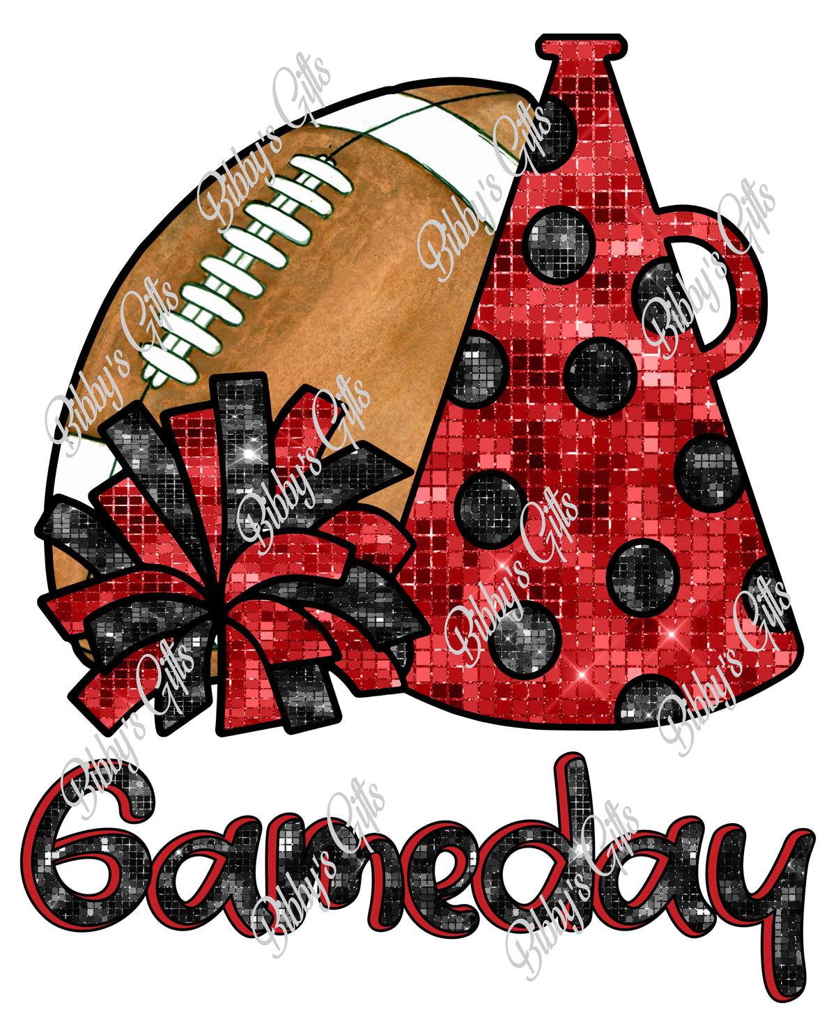 Cheer Red and Black-Game Day-PNG Digital Download