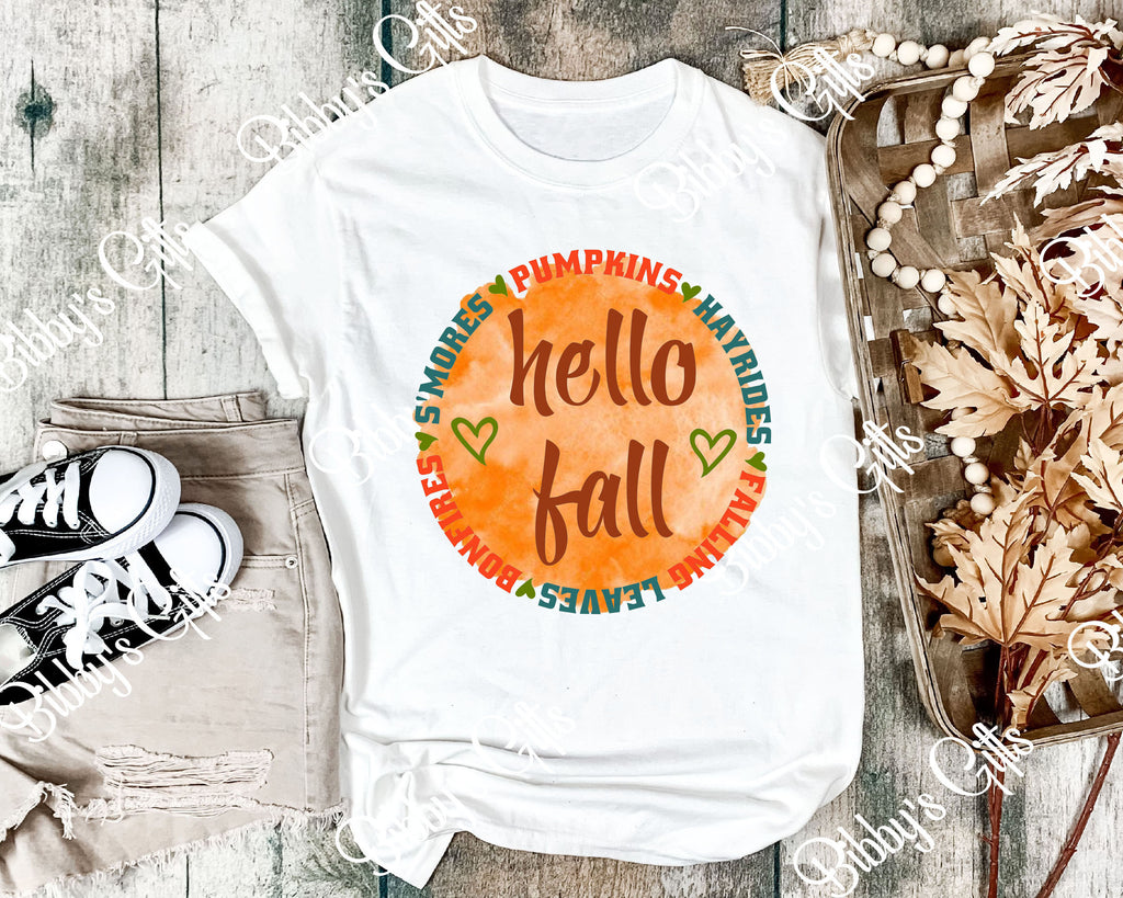 Hello Fall Circle-PNG Digital Download