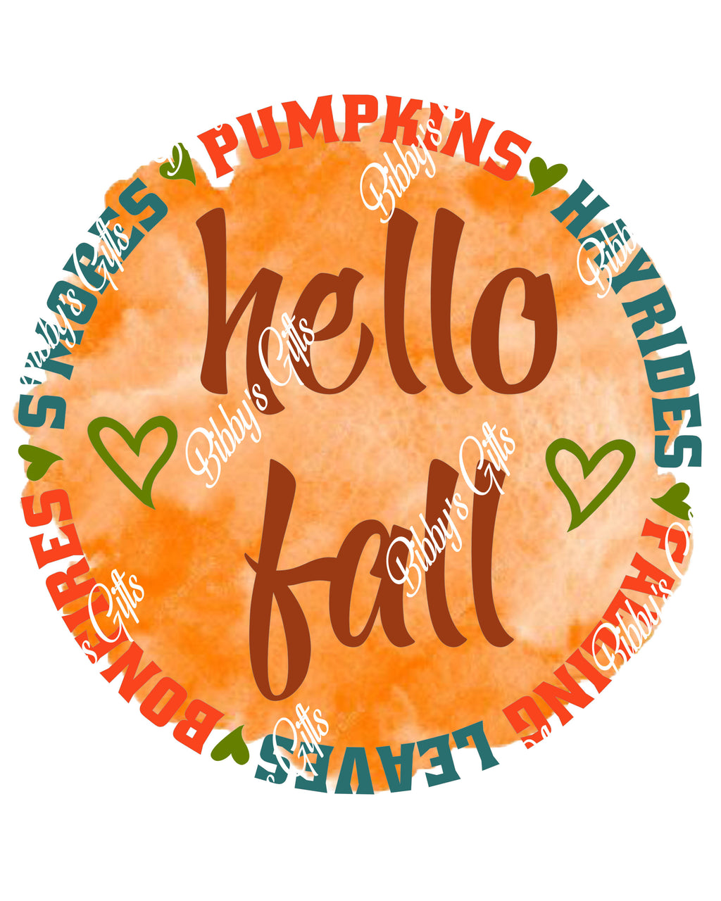 Hello Fall Circle-PNG Digital Download