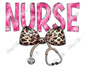 Nurse Leopard Bow-Football-PNG Digital Download