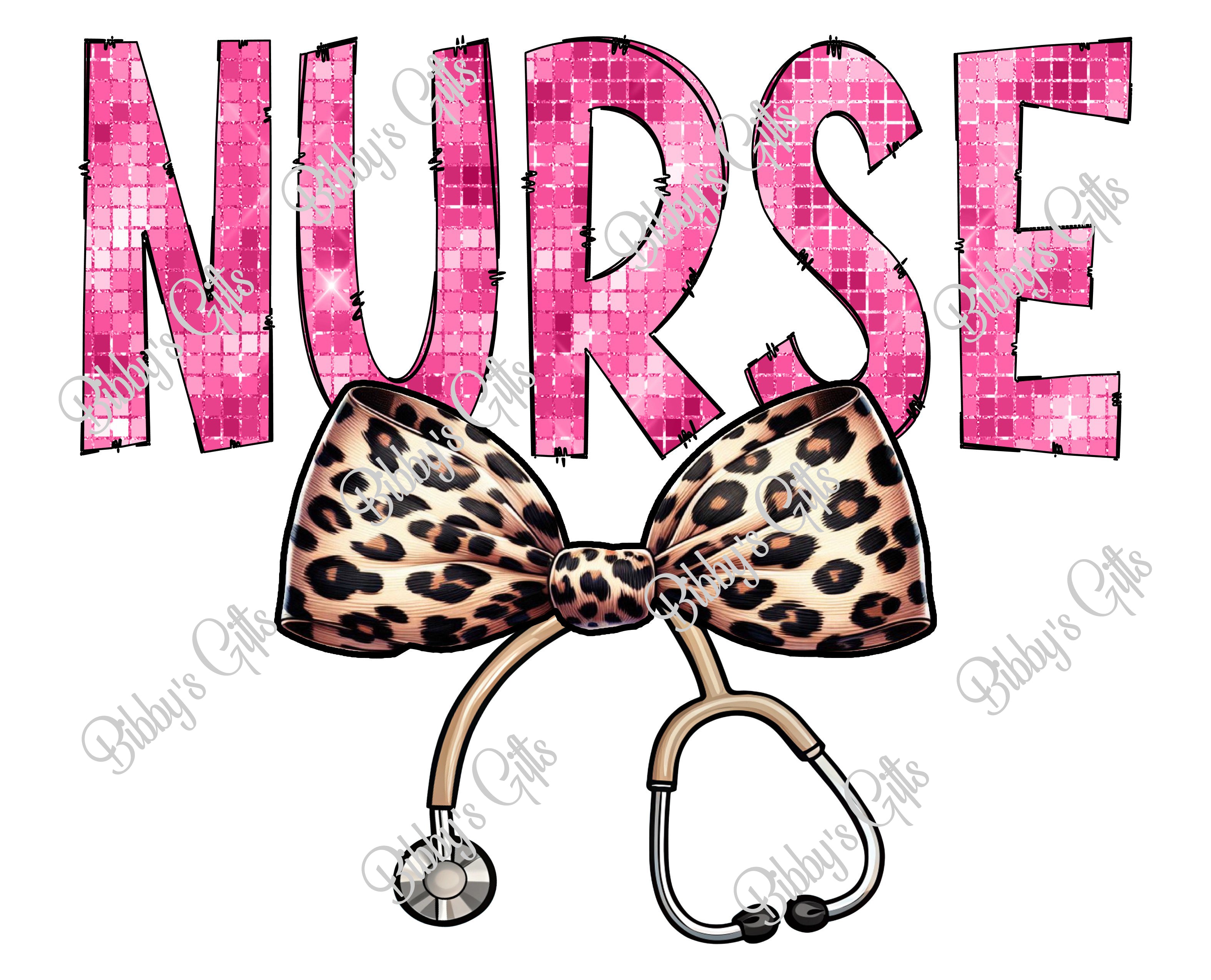Nurse Leopard Bow-Football-PNG Digital Download
