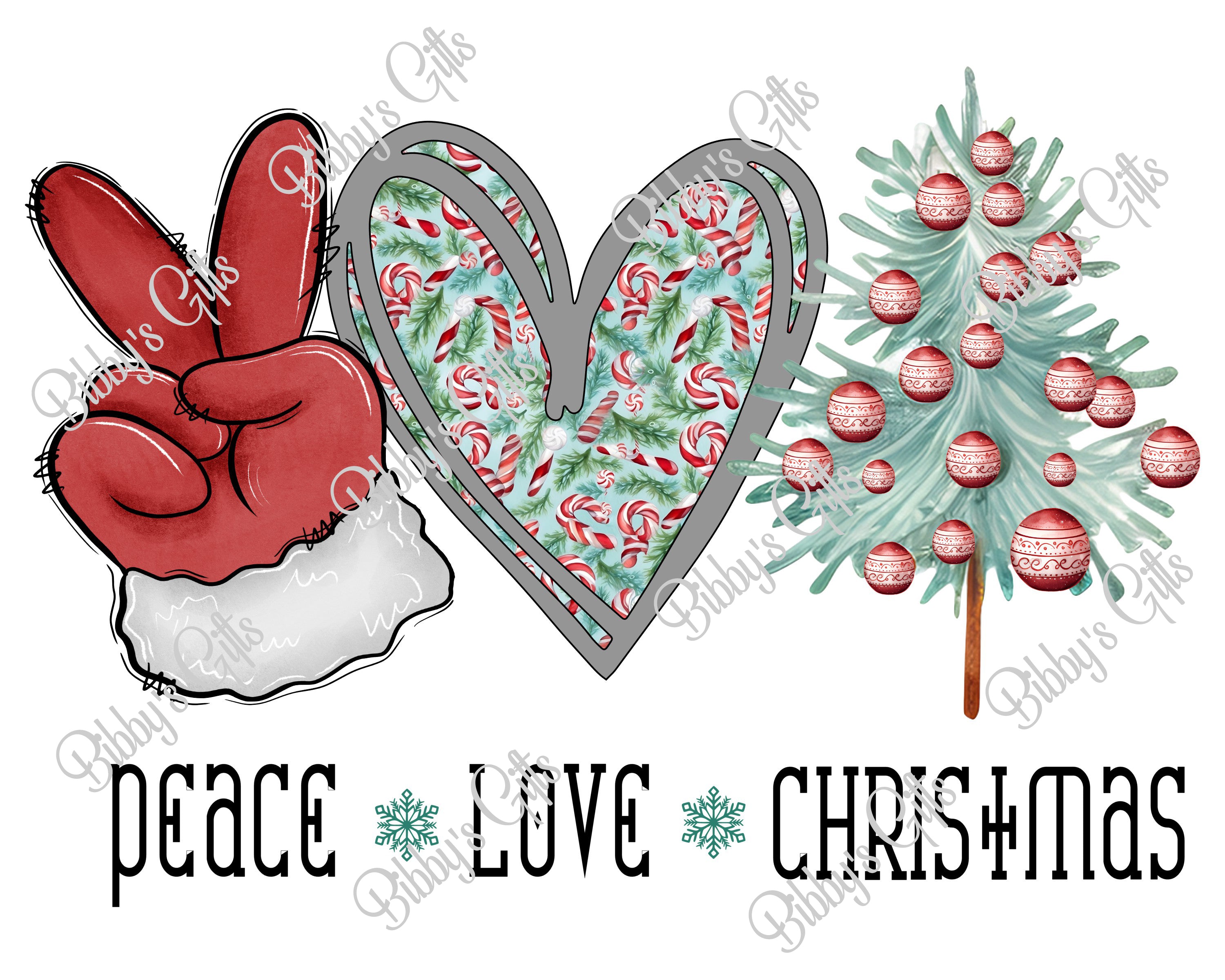 Peace Love Christmas-PNG Digital Download