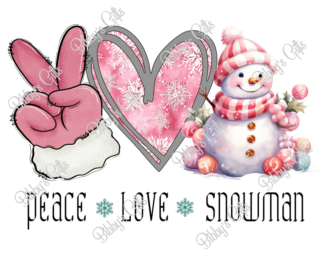 Peace Love Snowman-PNG Digital Download