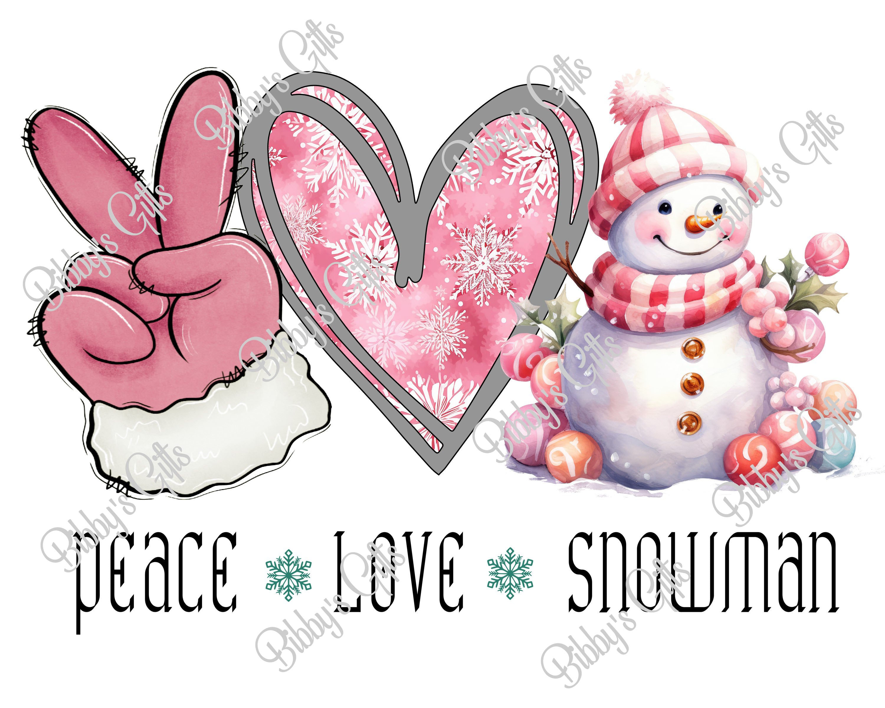 Peace Love Snowman-PNG Digital Download