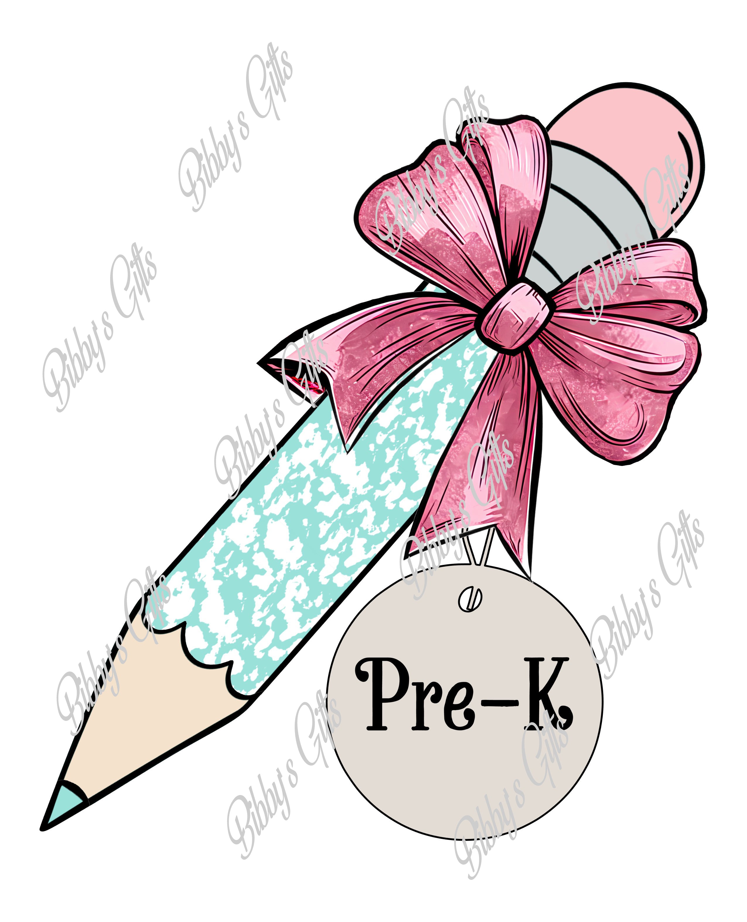 Pencil Bow with Tag-PNG Digital Download