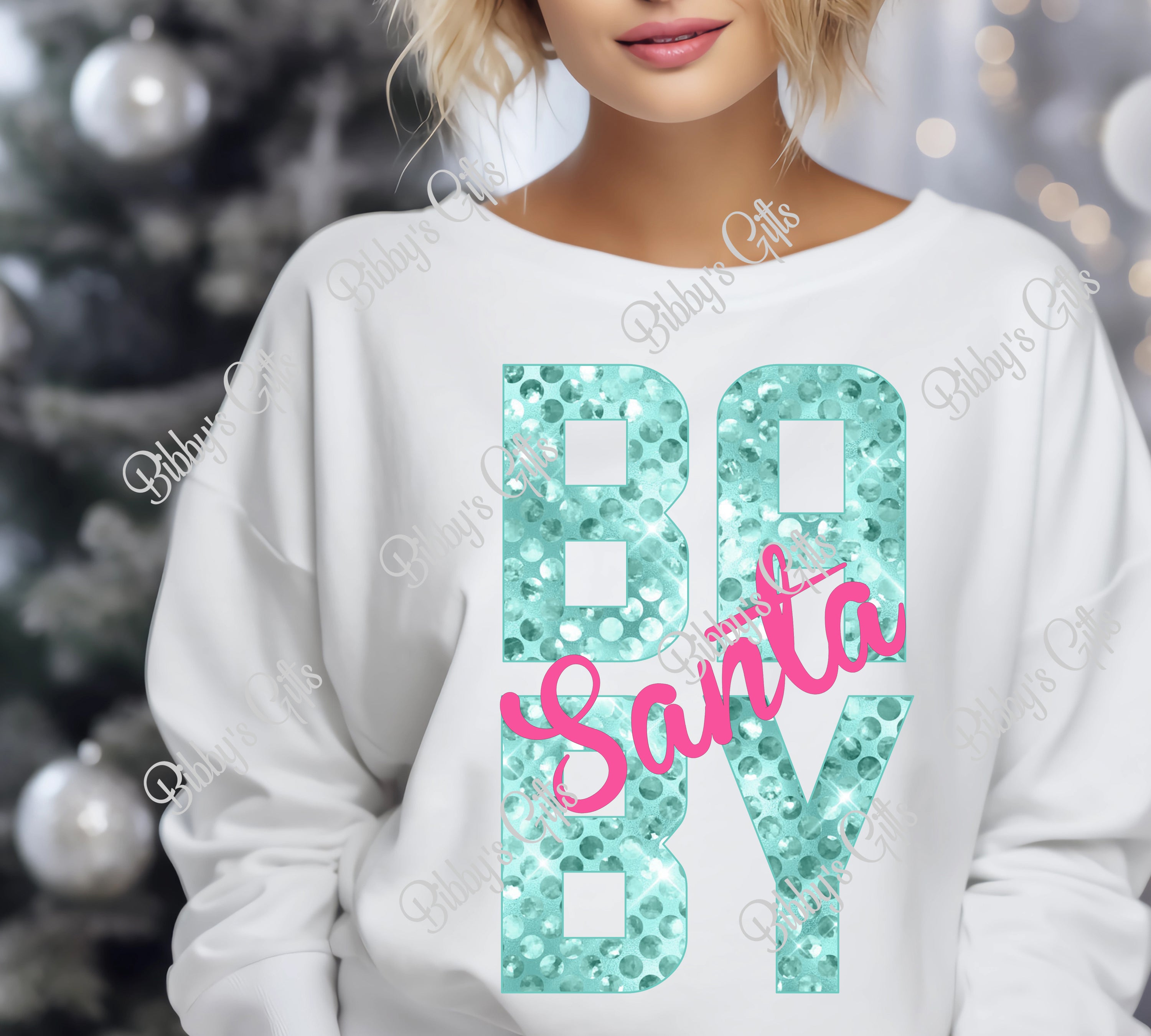 Santa Baby Aqua-PNG Digital Download