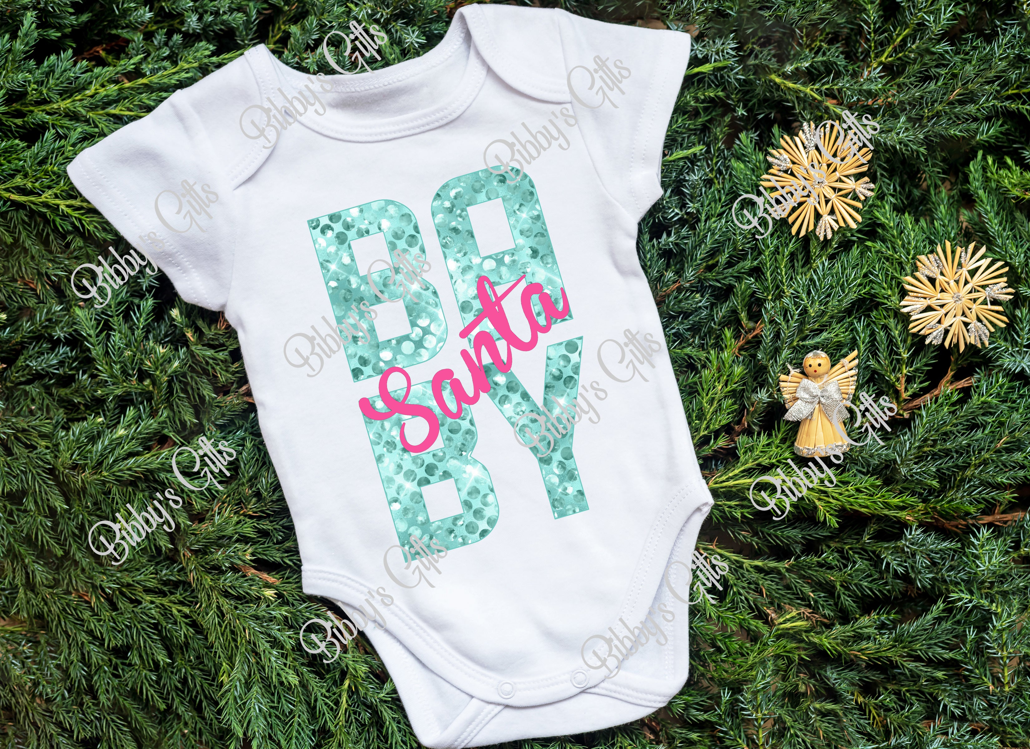 Santa Baby Aqua-PNG Digital Download