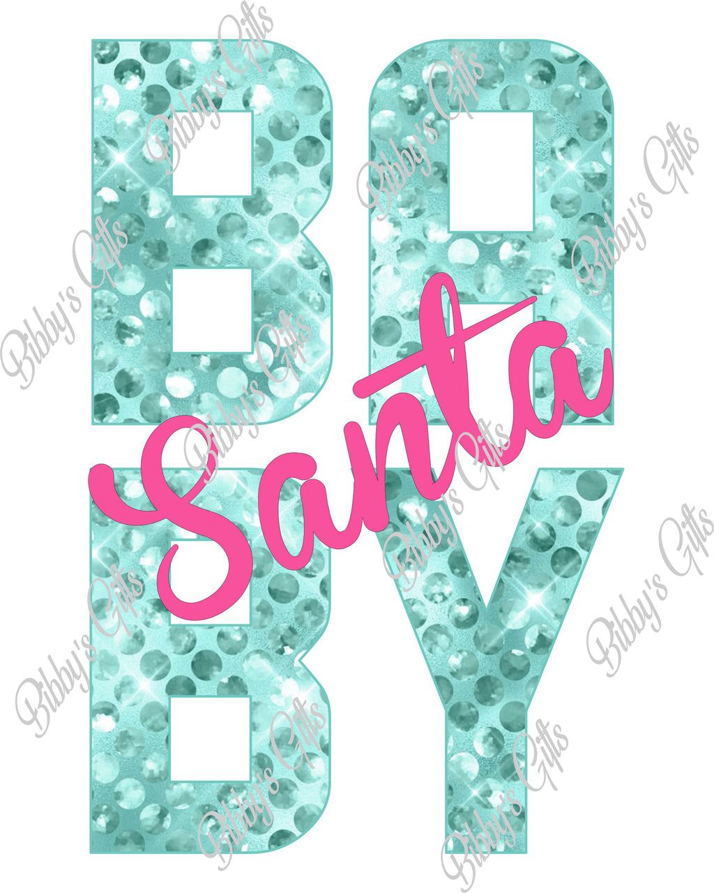 Santa Baby Aqua-PNG Digital Download