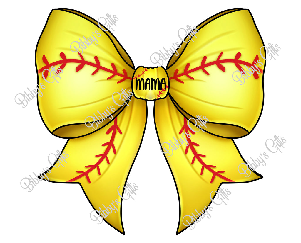 Softball Mama Sports Bow-Football-PNG Digital Download