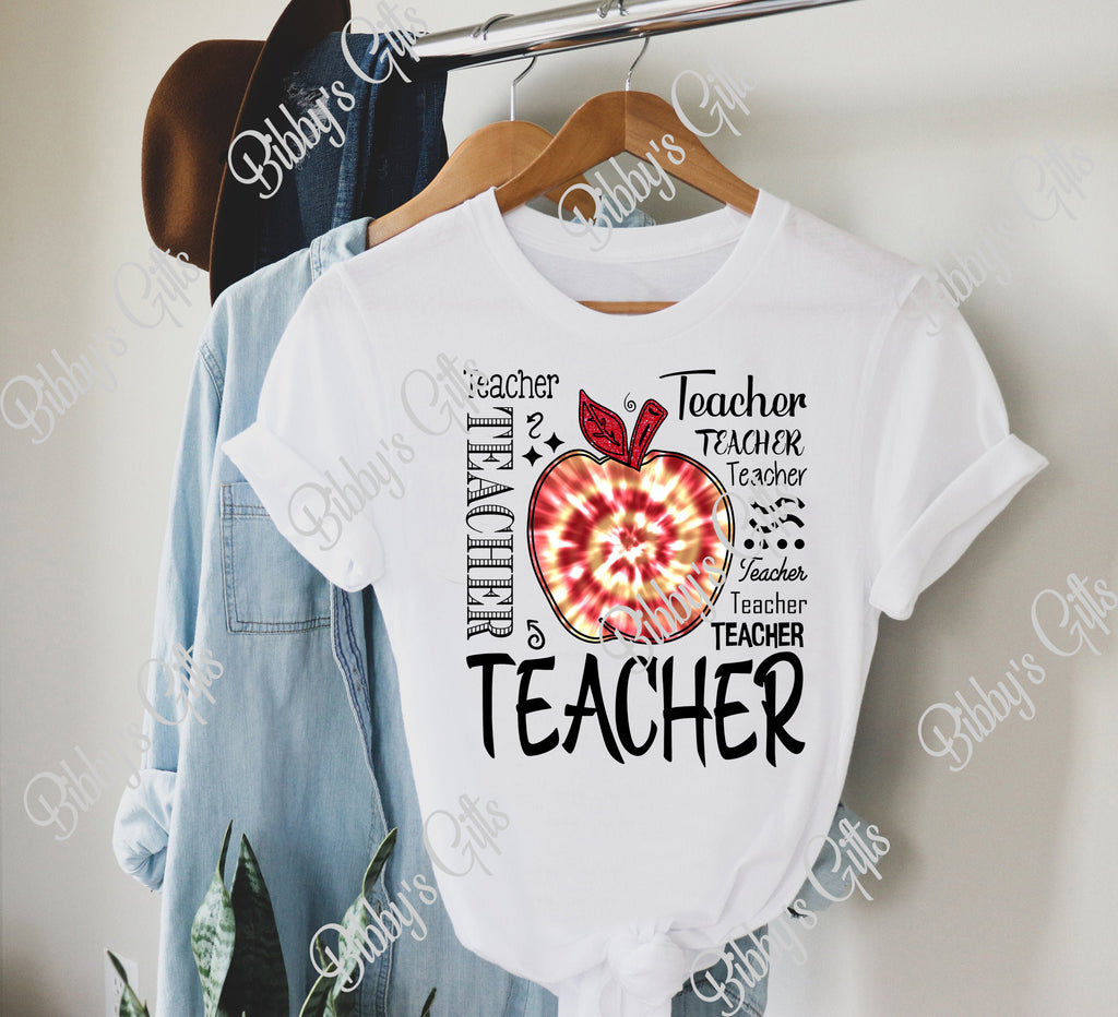 Teacher Red Tie Dye Apple-PNG Digital Download (Copy)
