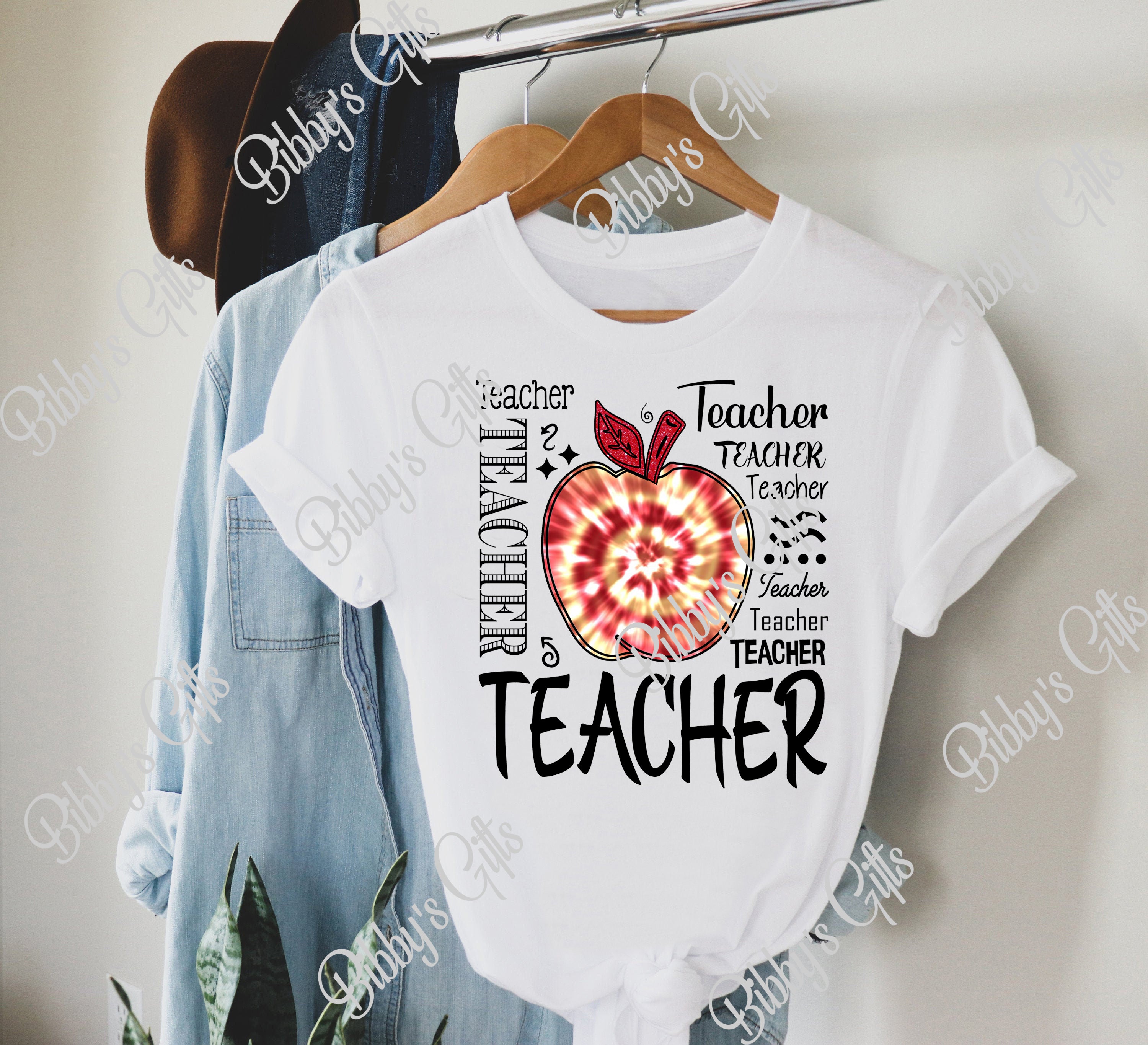 Teacher Red Tie Dye Apple-PNG Digital Download (Copy)