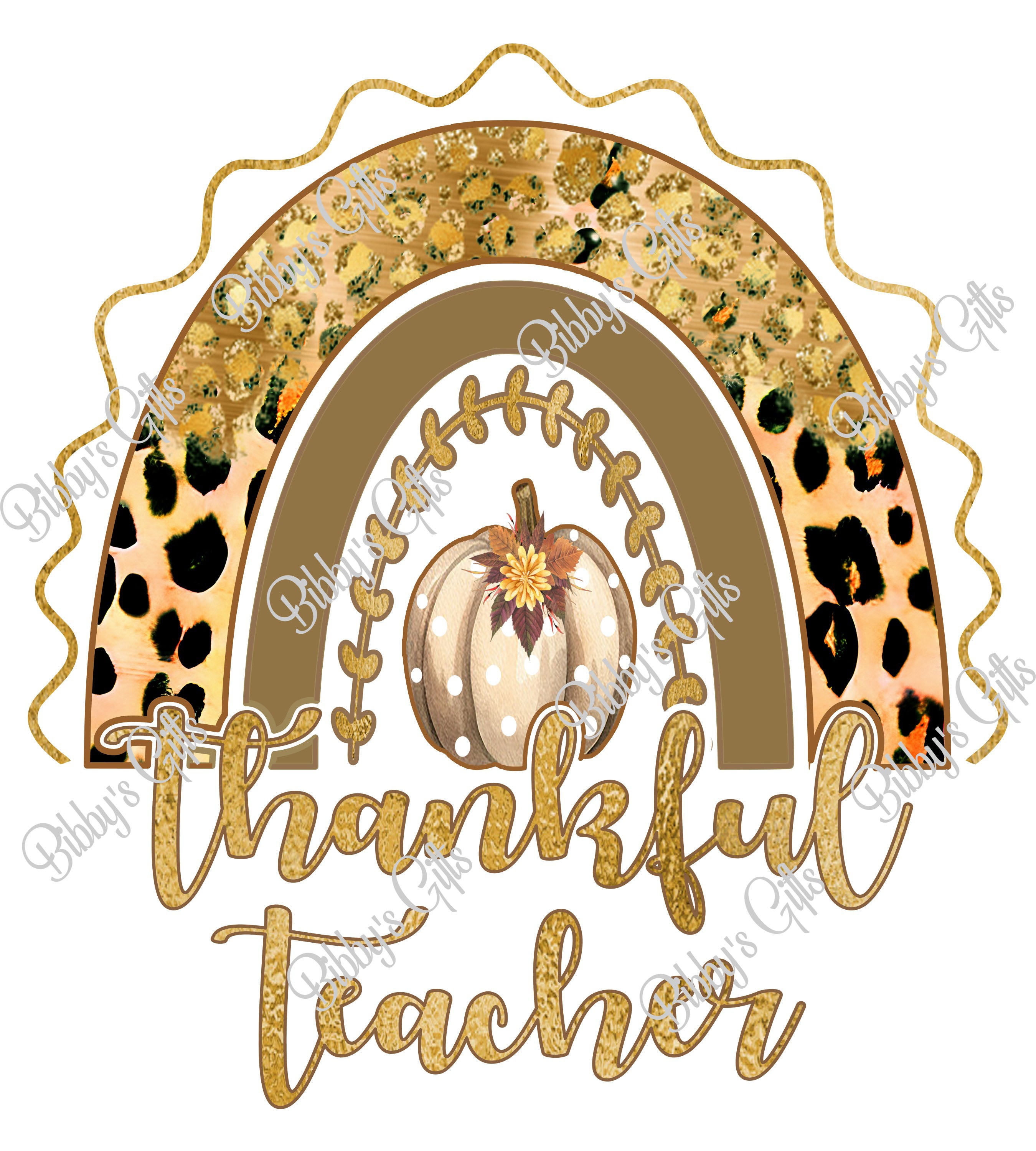 Thankful Teacher Rainbow-PNG Digital Download