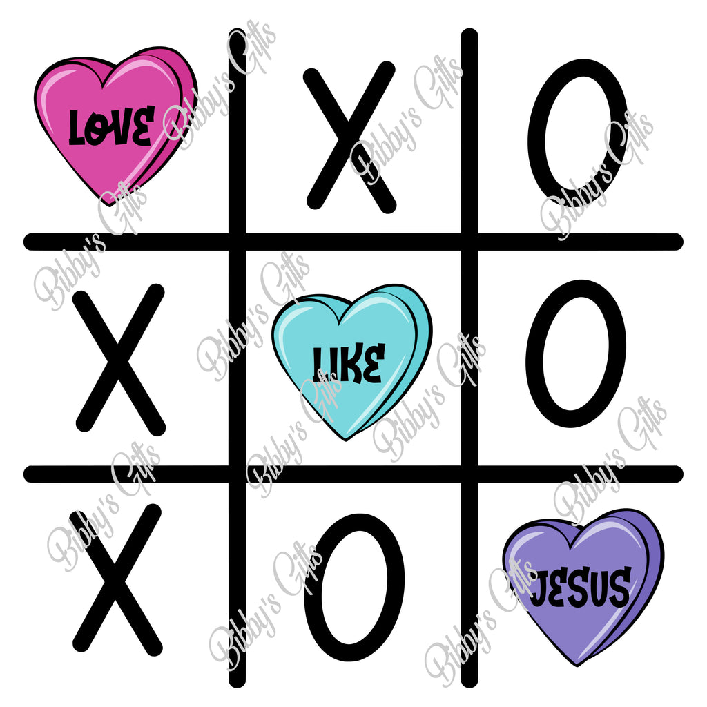 Valentine Hearts Tic Tac Toe-PNG Digital Download